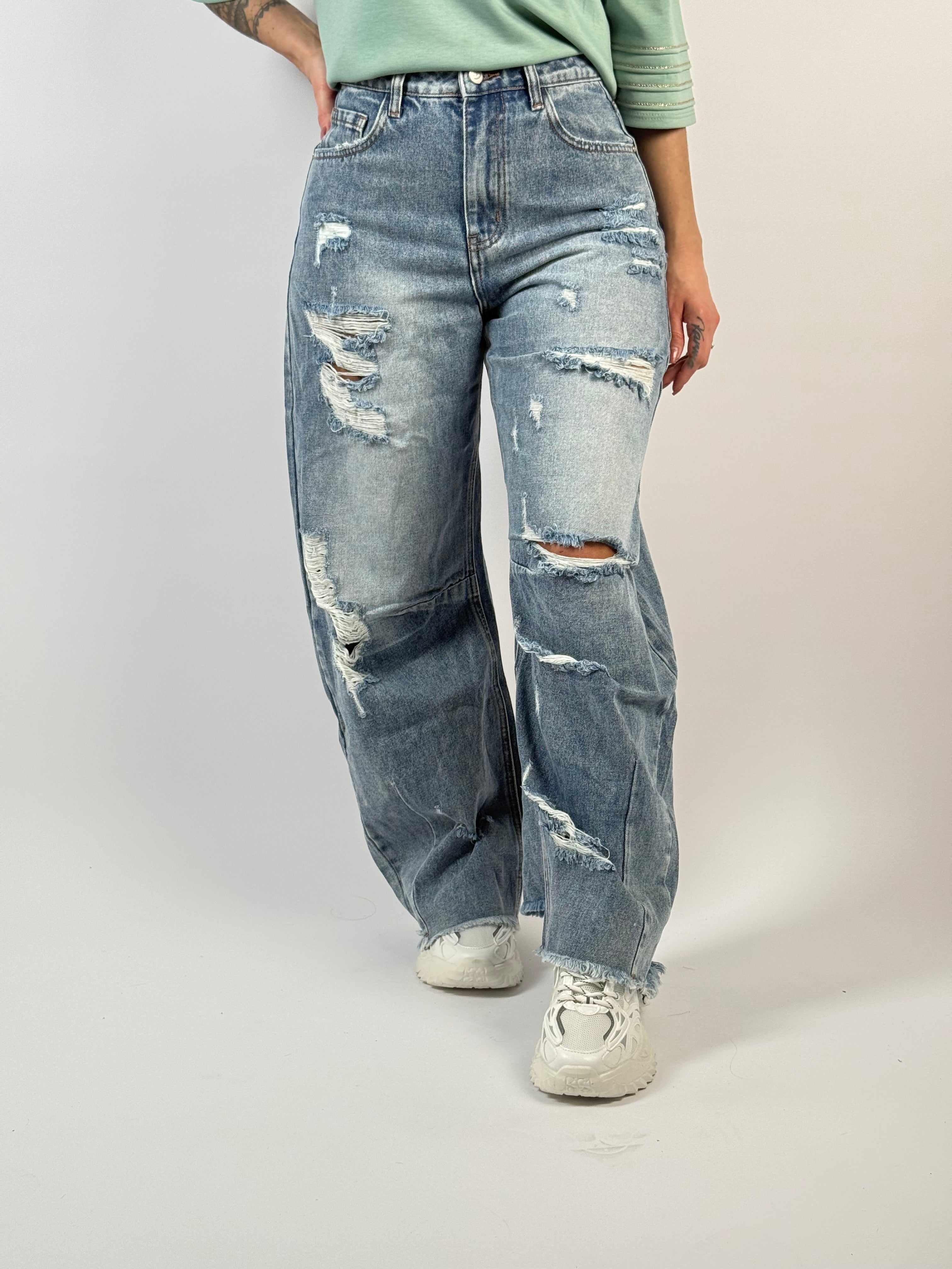 Jeans D 1221 Wide/Balloon Leg Blauw