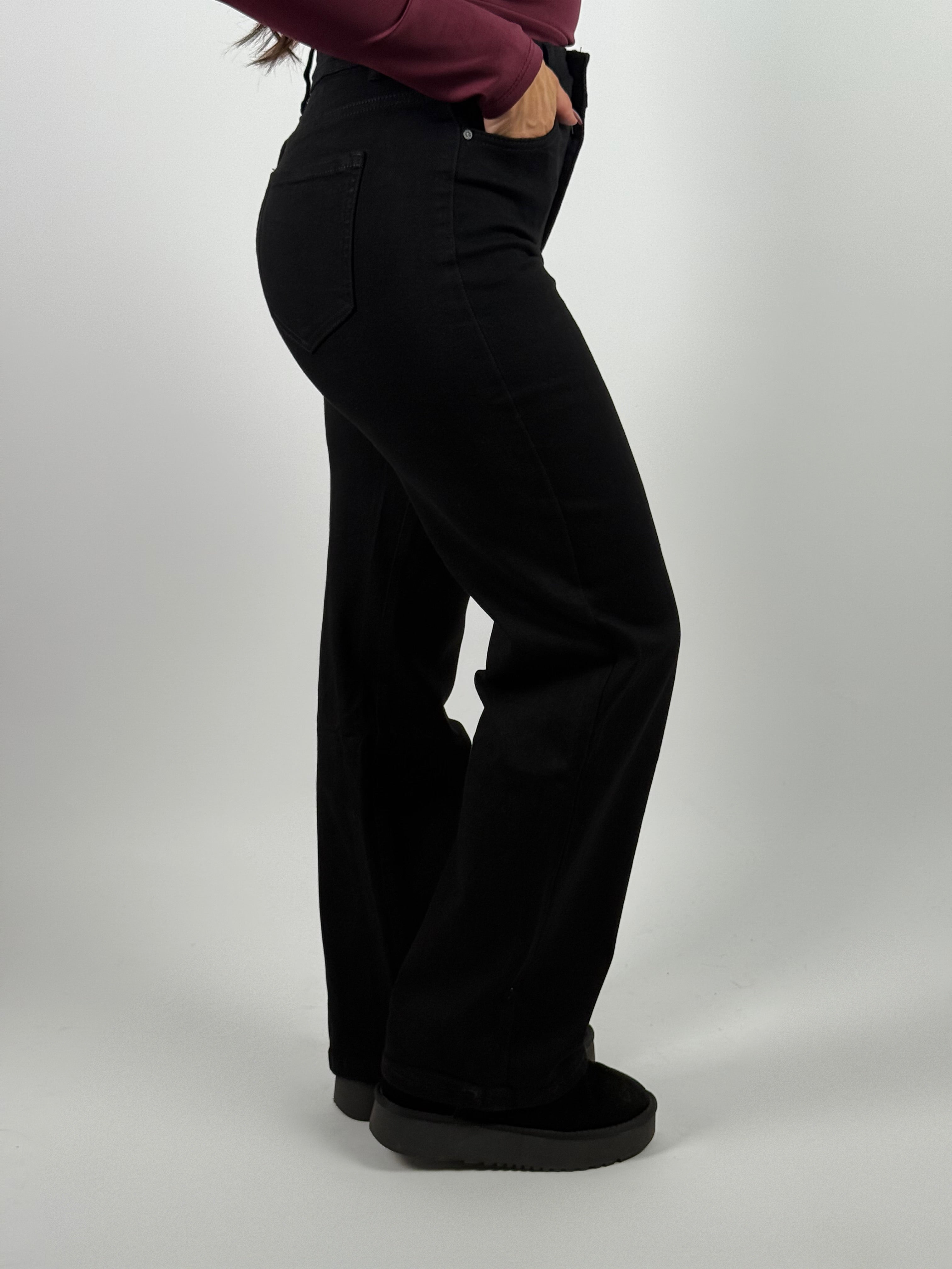 Jeans B 8179 Wide Leg Zwart