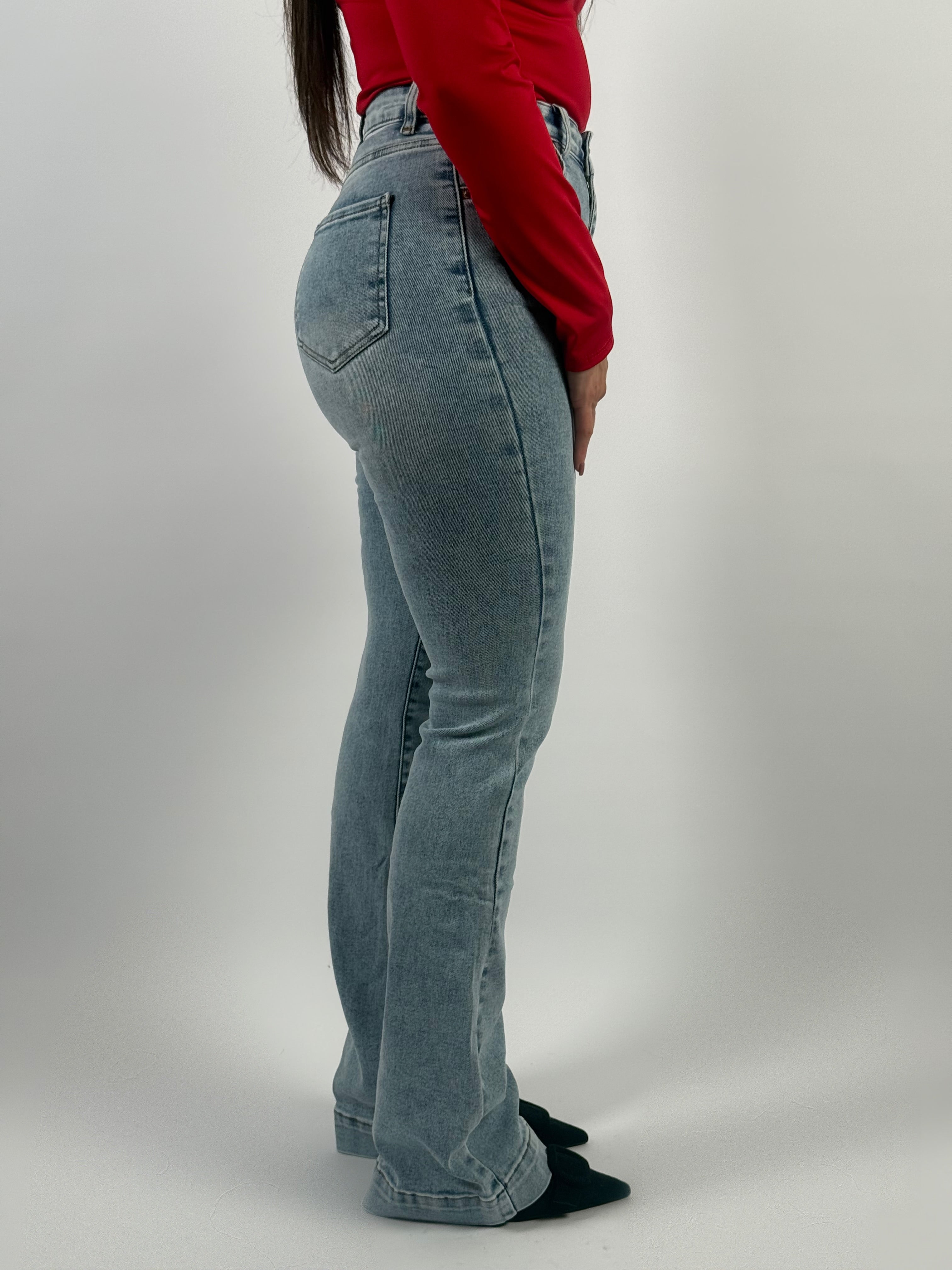 Jeans L 6341-4 Long Flared Leg Blauw