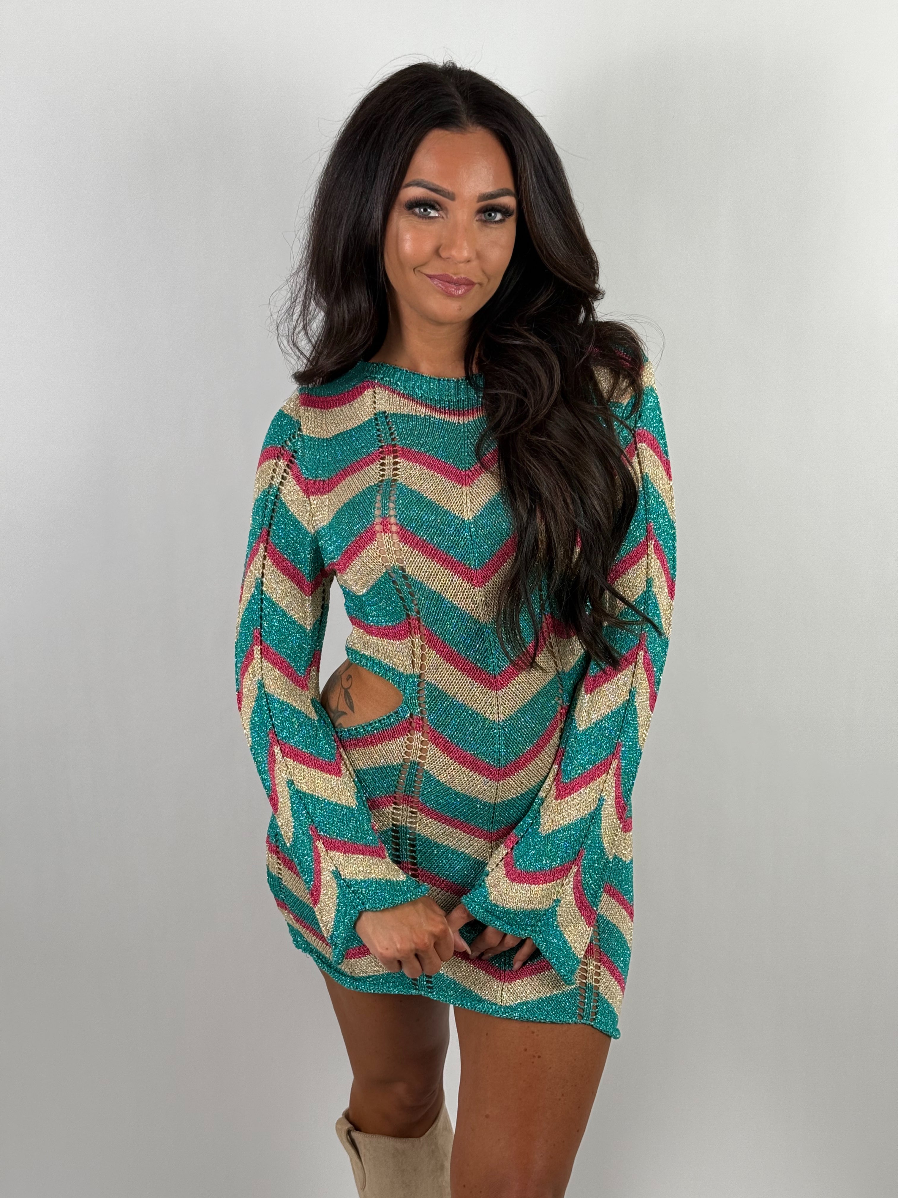 Jurk Jade 871 Blauw/Roze