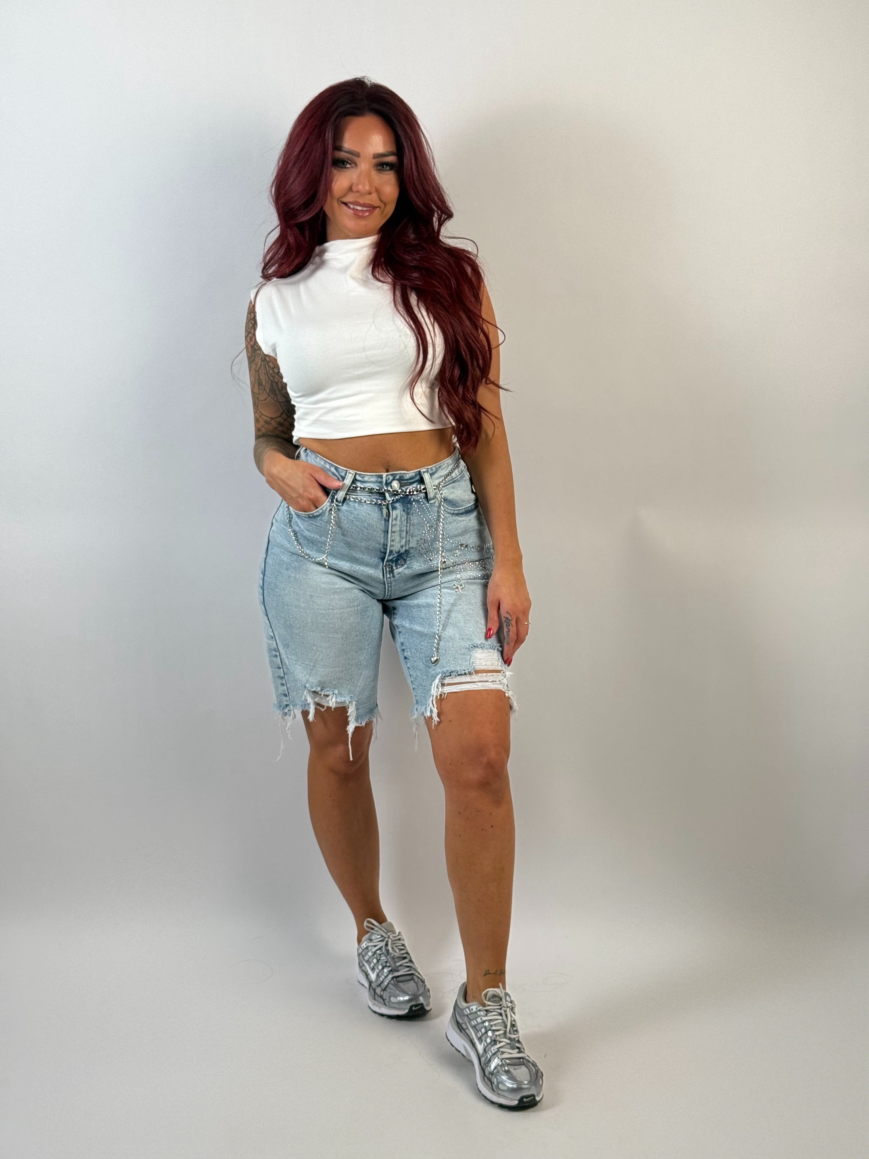 Jeans Short L 1212 Belt Blauw