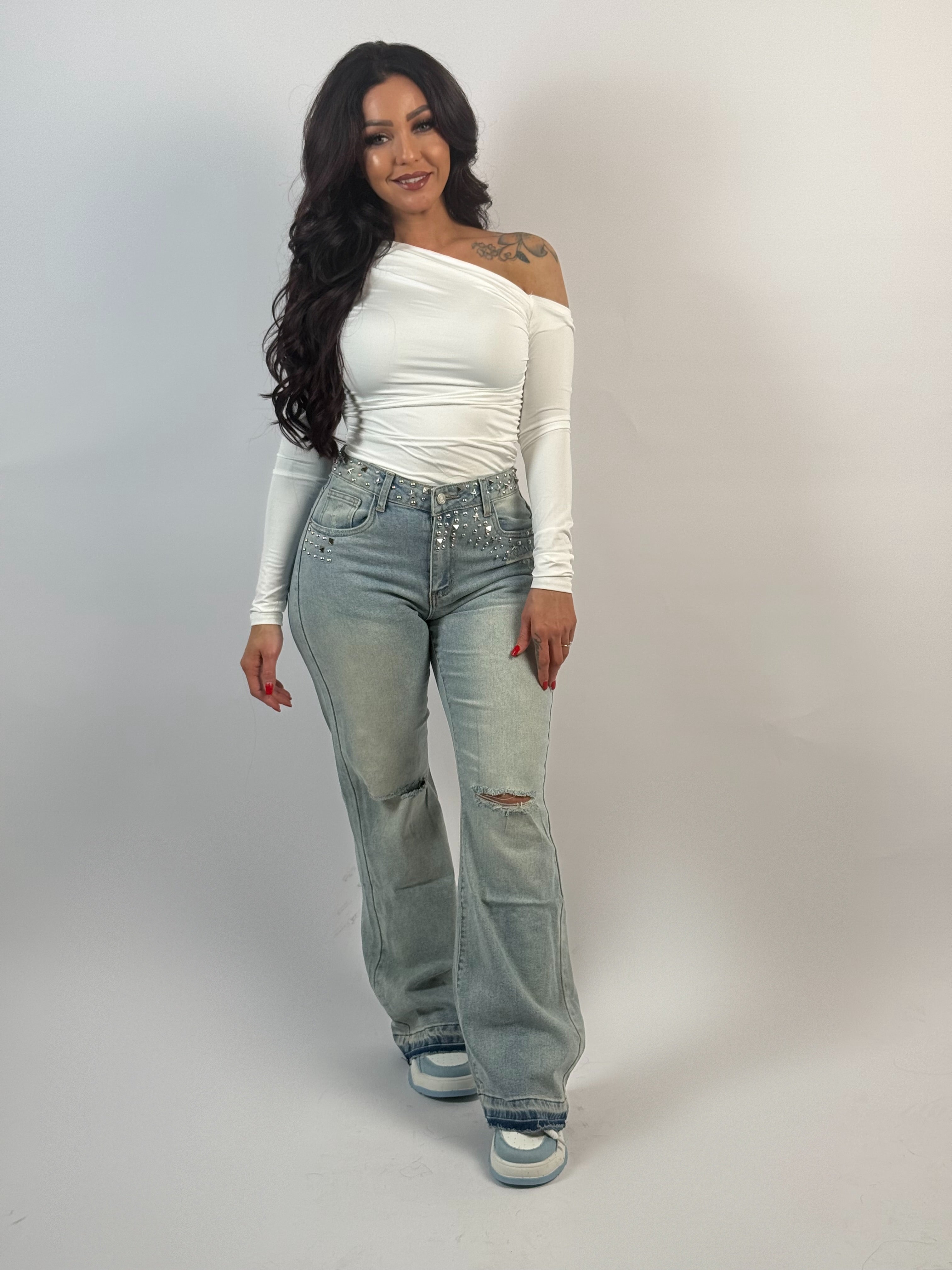 Jeans K 927 Stud Flared Blauw