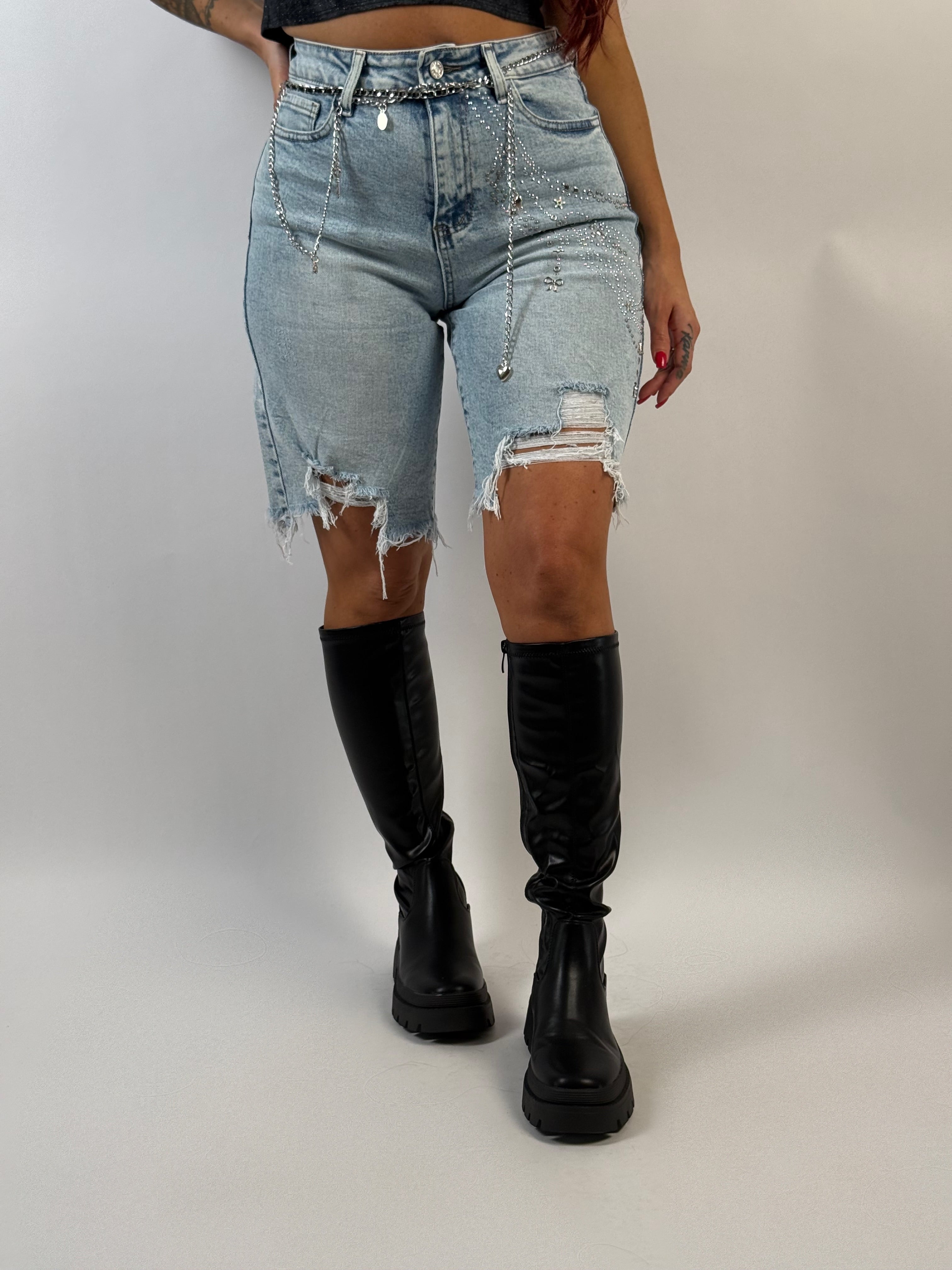 Jeans Short L 1212 Belt Blauw