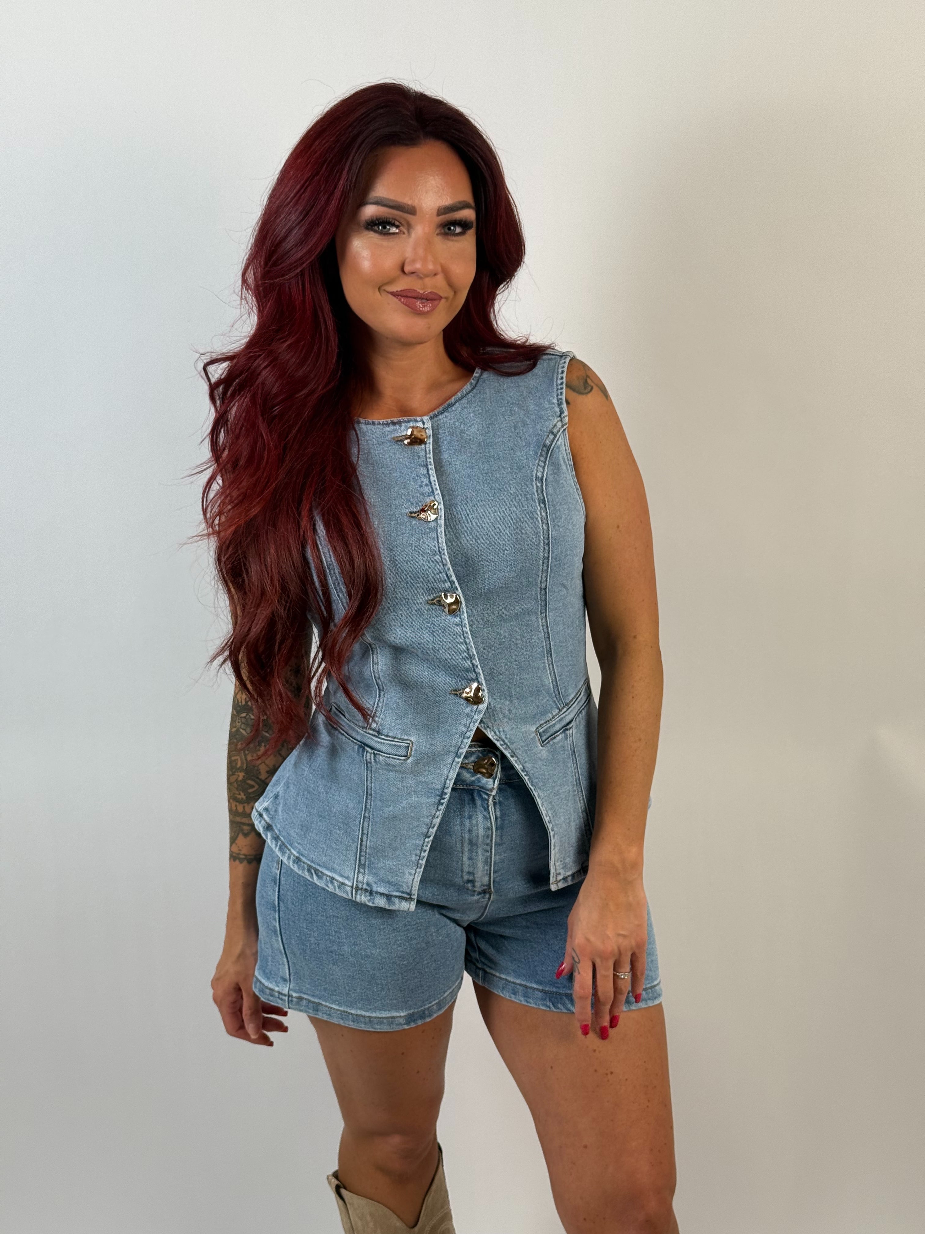 Set Jeans Gilet 1111 Blauw