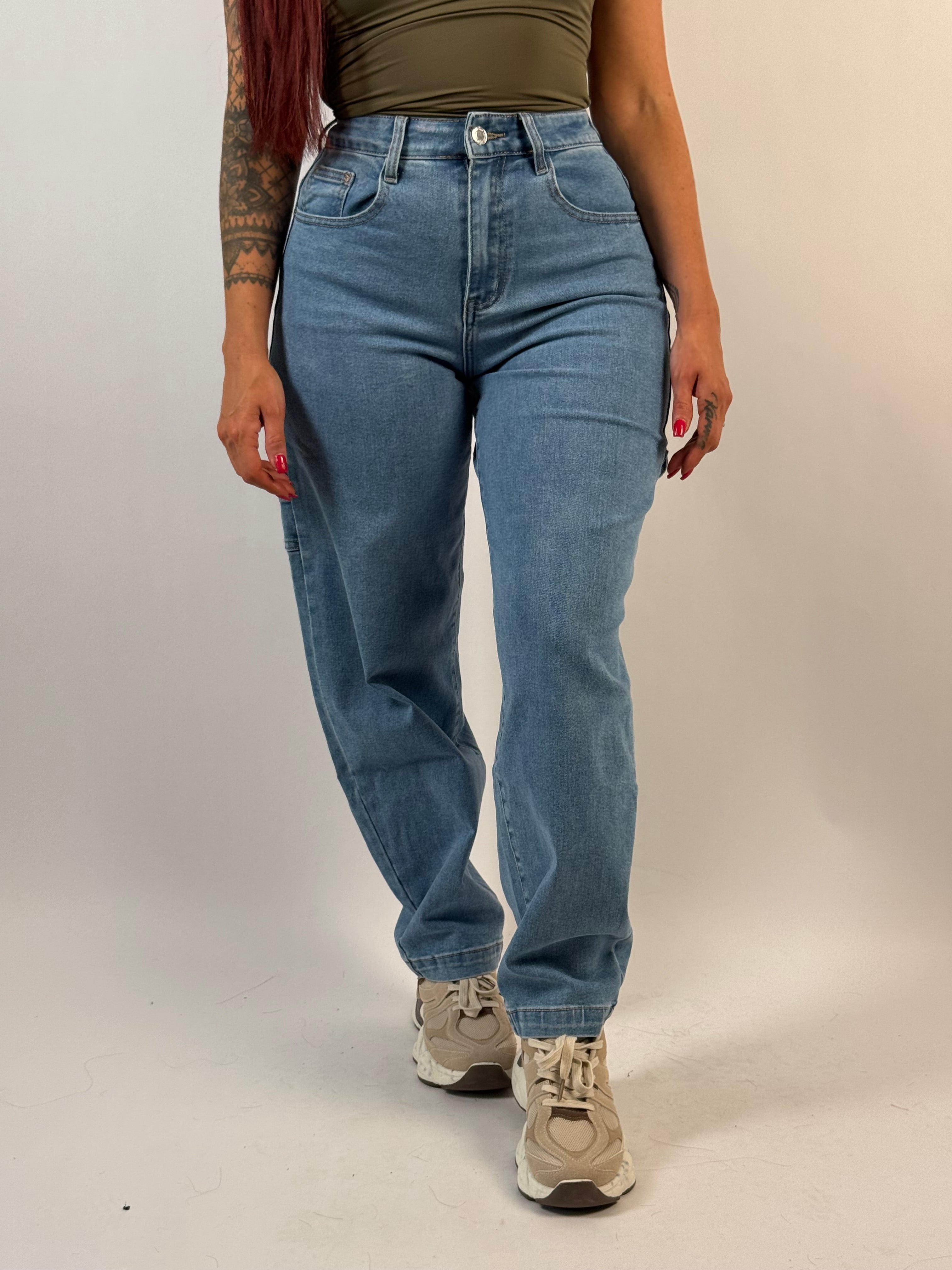 Jeans D 5443 Cargo/Balloon Leg Blauw