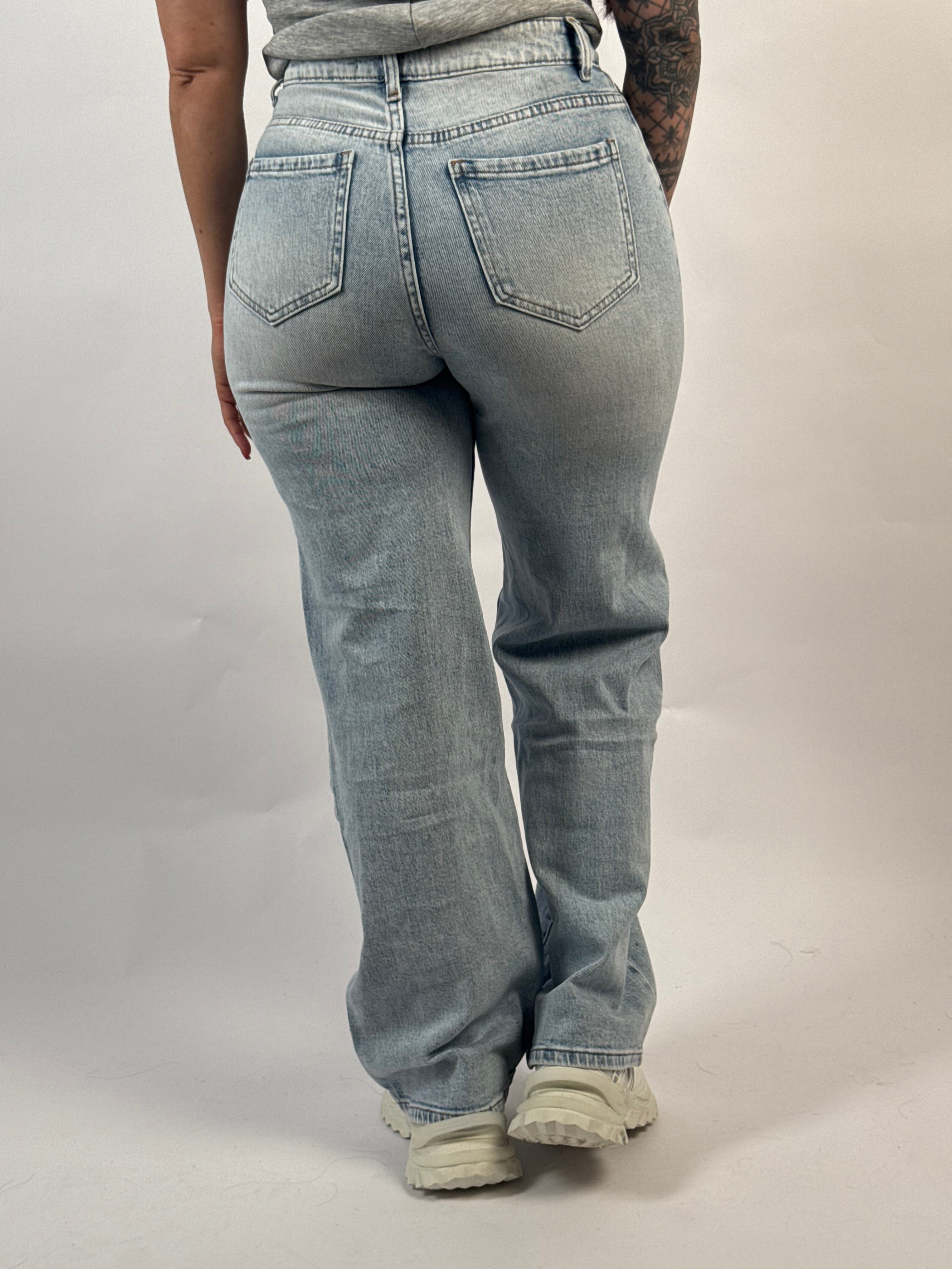 Jeans H 8667 Strass Wide Leg Blauw