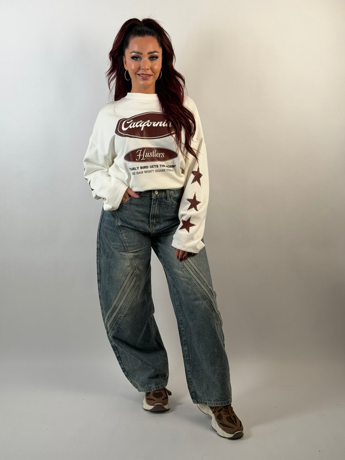 Sweater Star 1758 Wit/Bruin