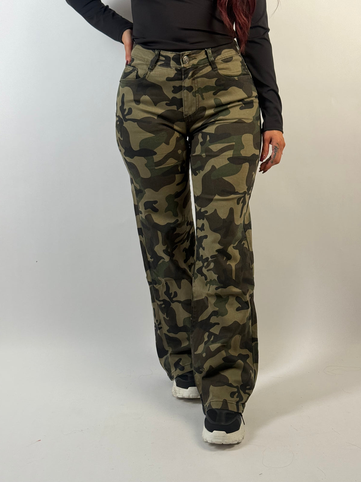 Jeans B Camou 16165 Wide Groen