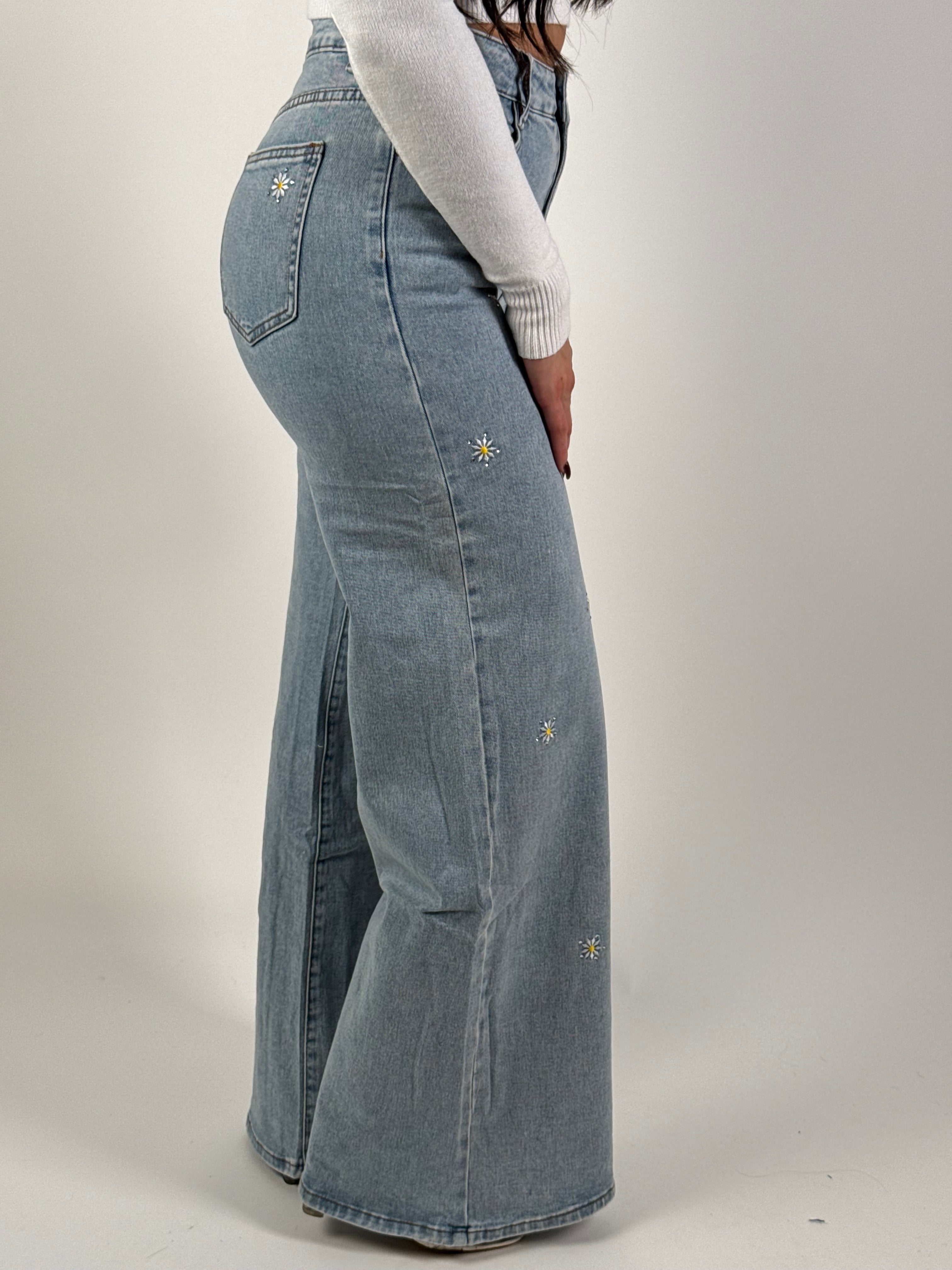 Jeans H 6700 Bloem Wide Leg Blauw