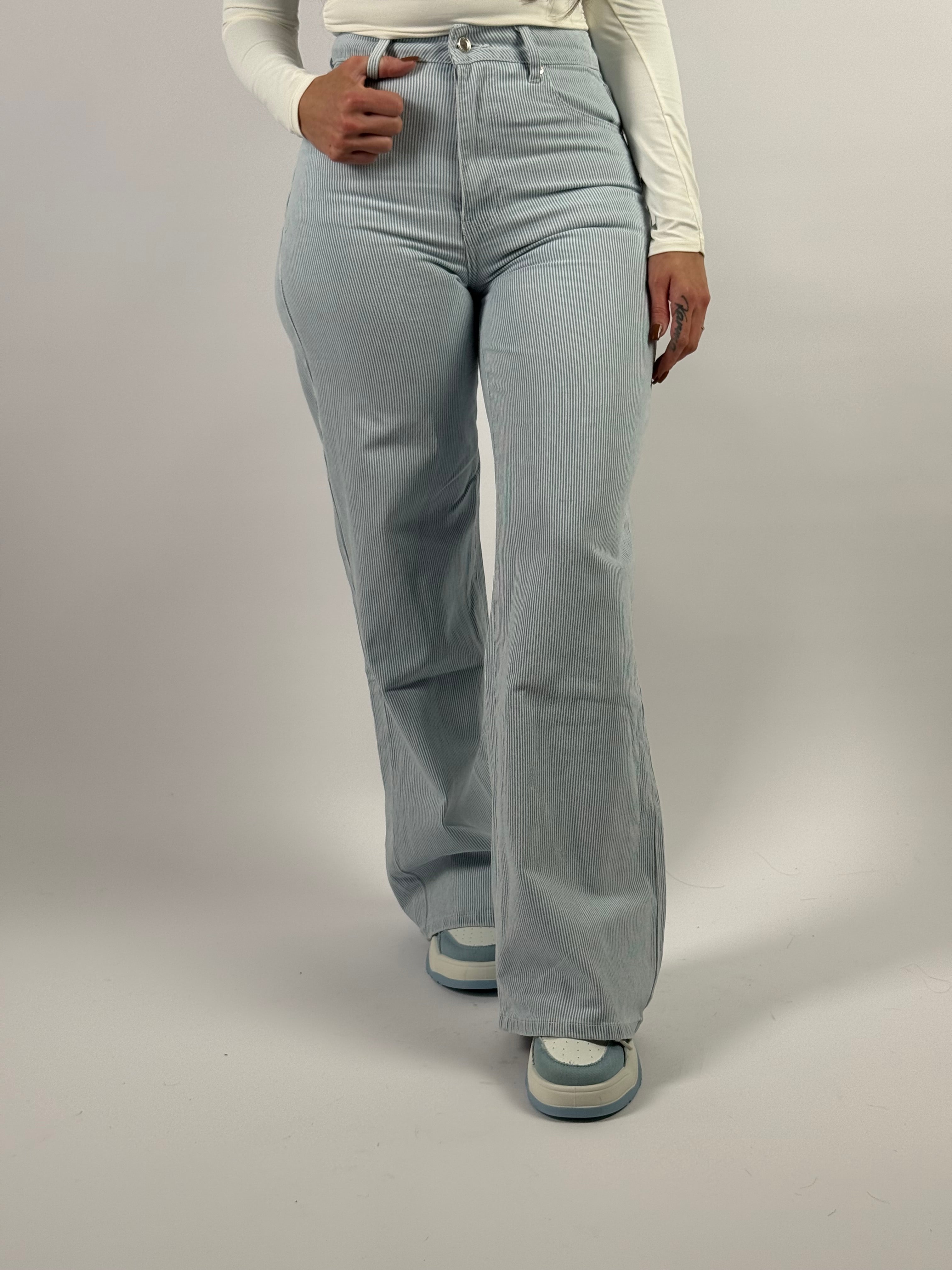 Jeans M 941 Streep Wide Leg Blauw
