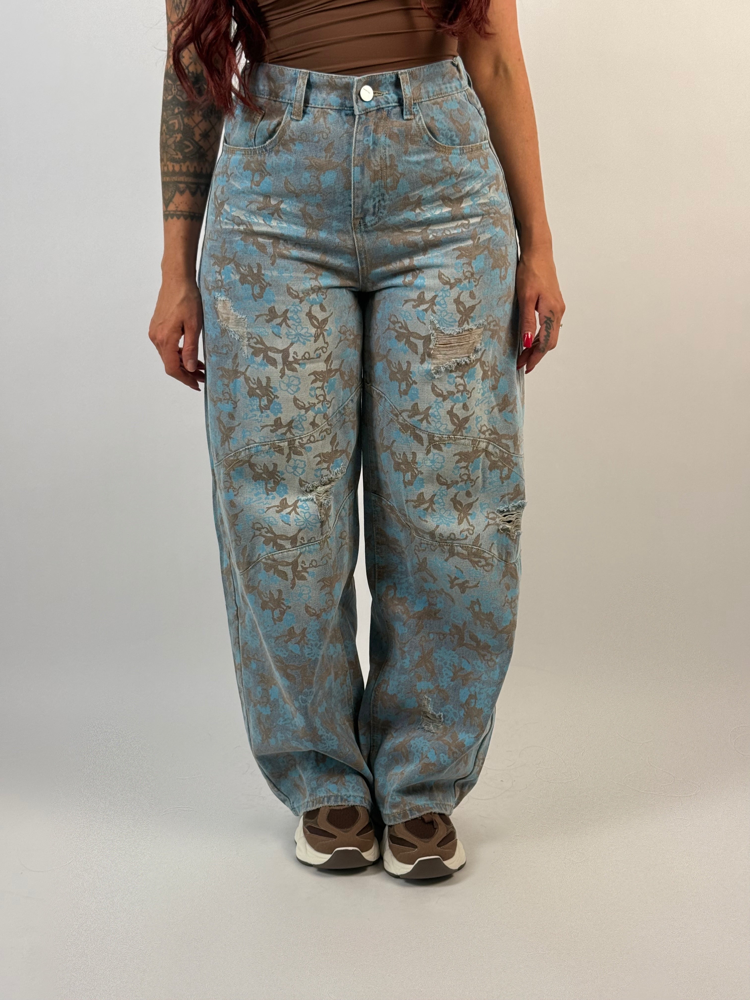 Jeans Flower 13775 Blauw