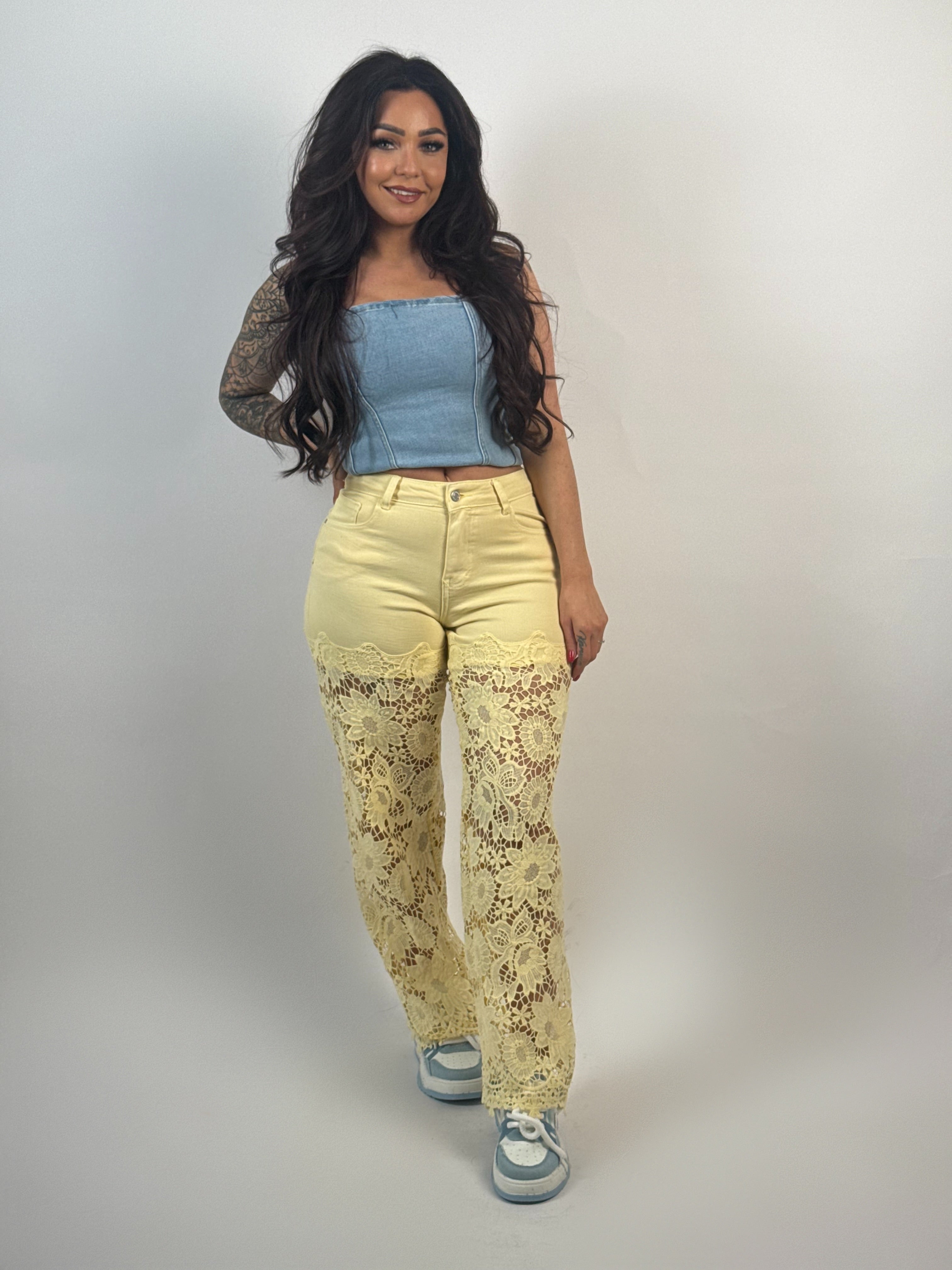 Jeans B 8301 Kant Wide Geel