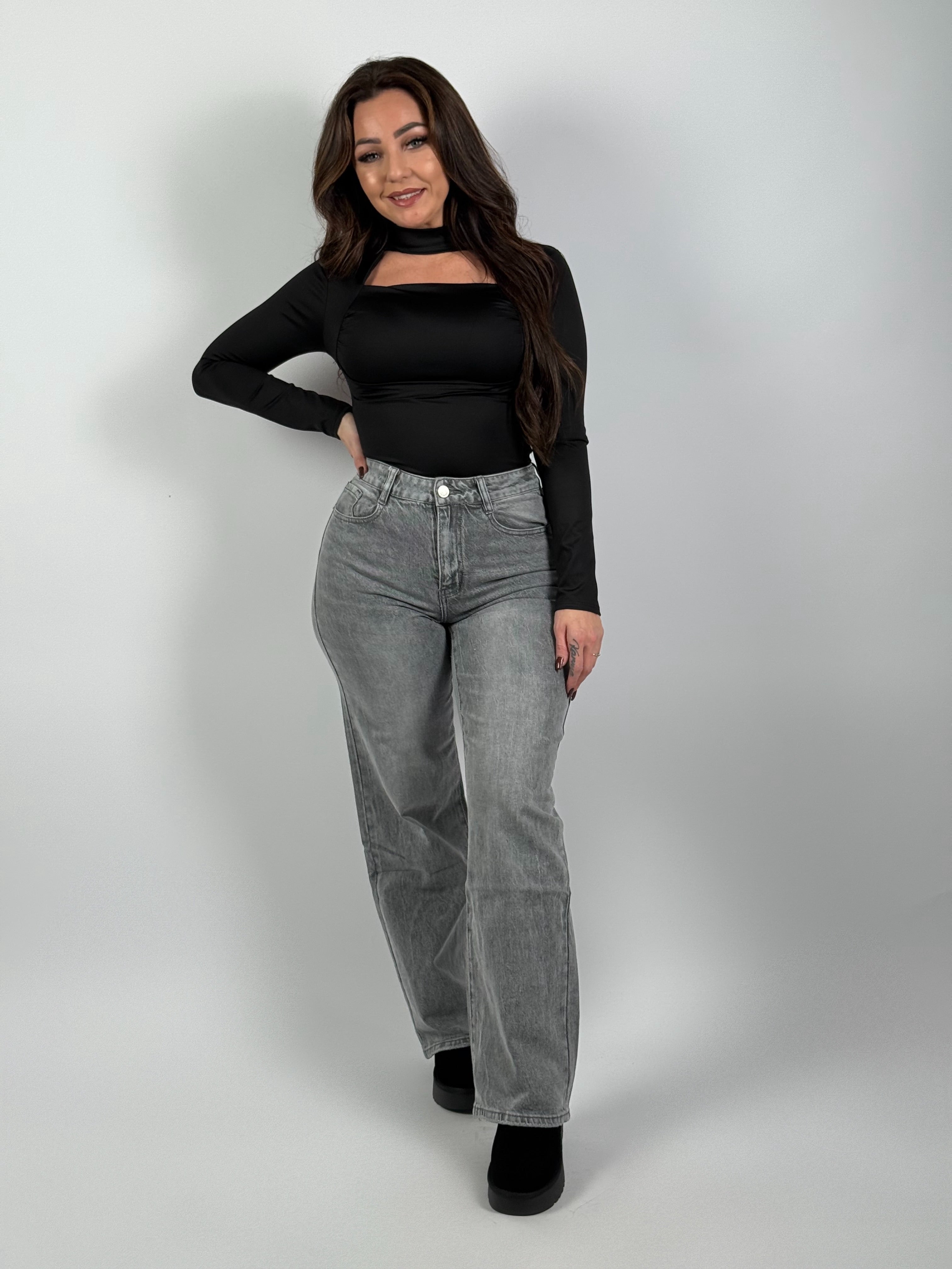 Jeans B 6878 Wide Leg Grijs