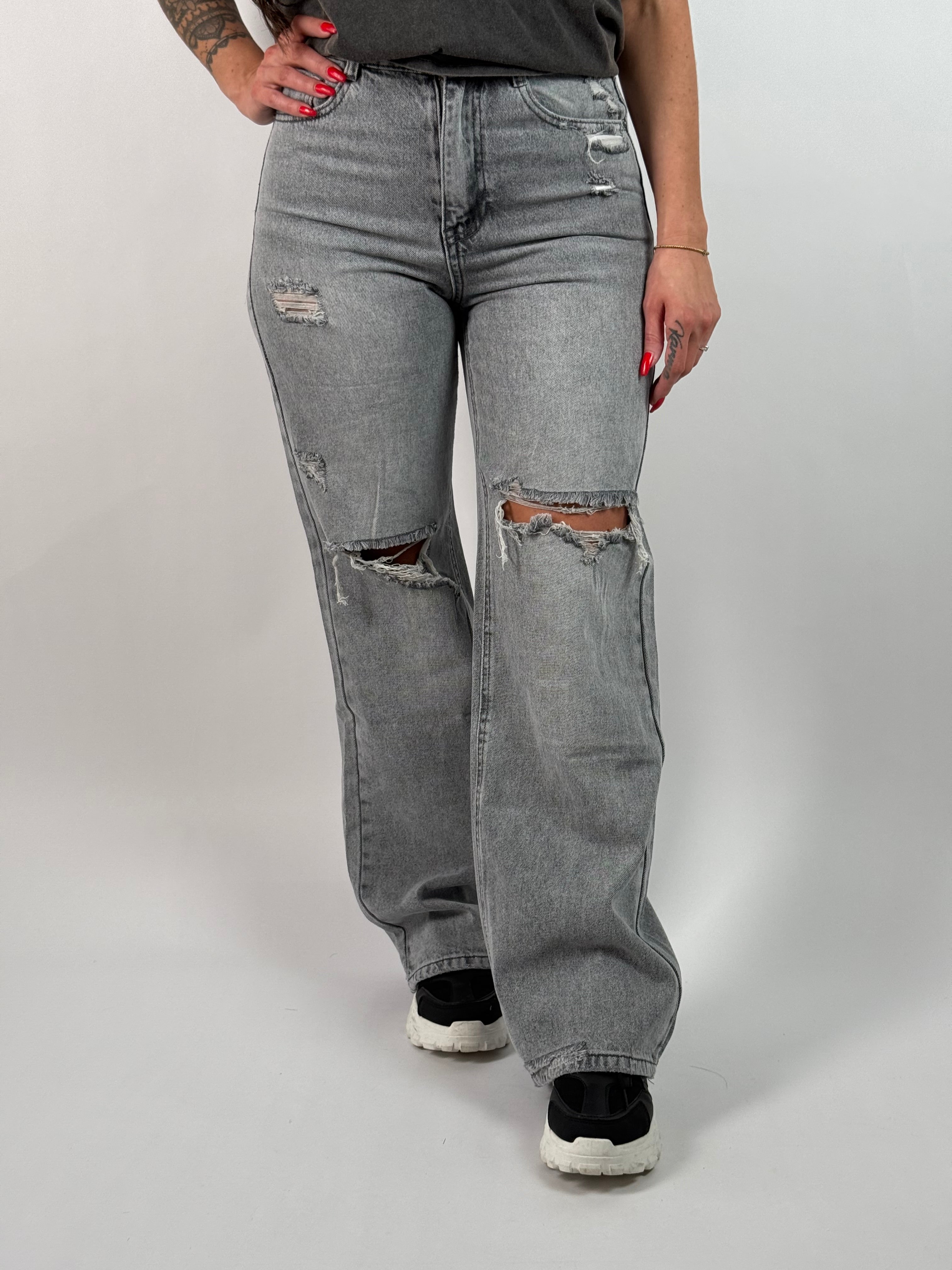 Jeans L 6002-2 Wide Leg Grijs