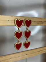 Earrings Heart 3x Red