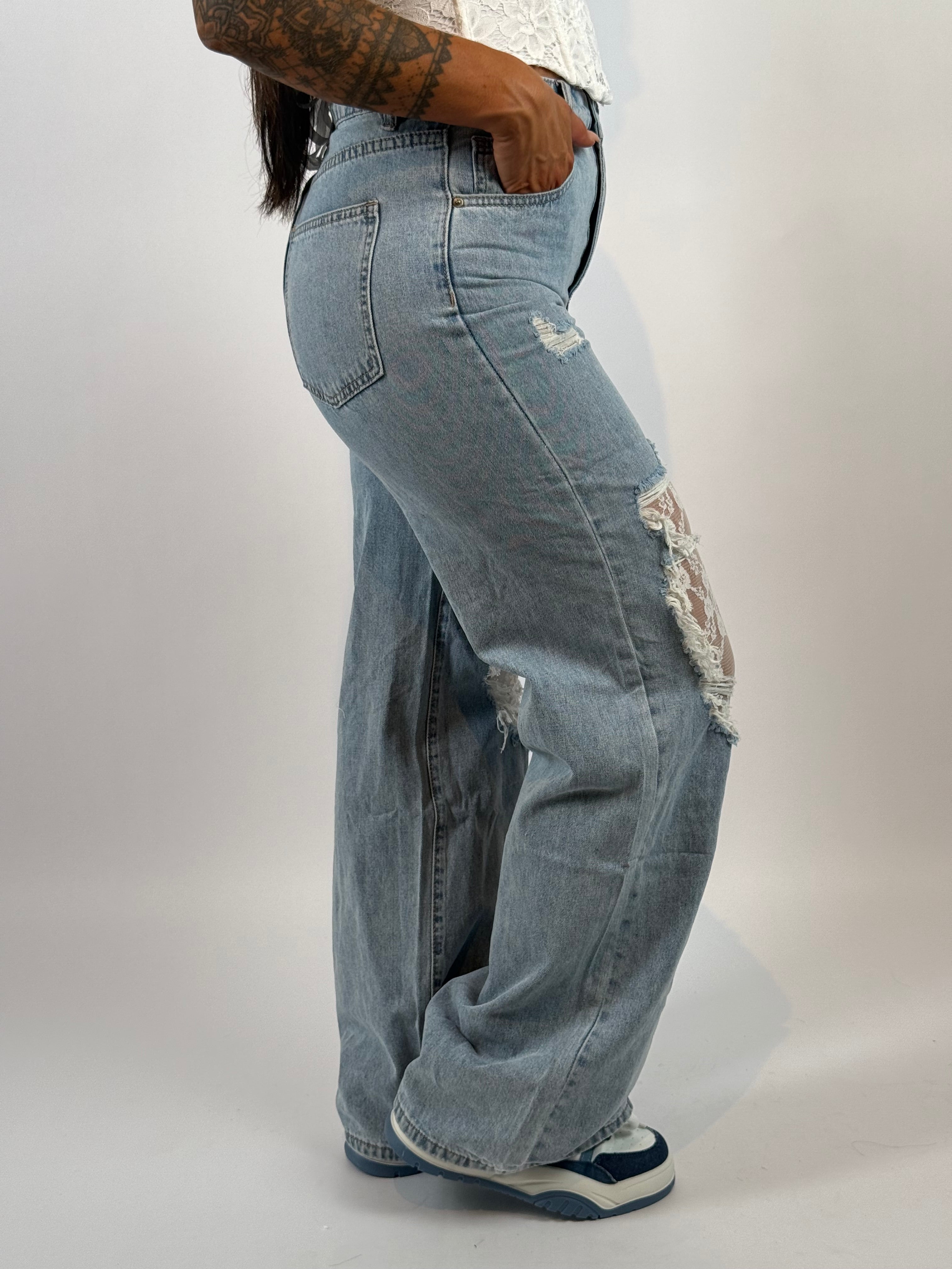 Jeans L 6029 Kant Wide Leg Blauw