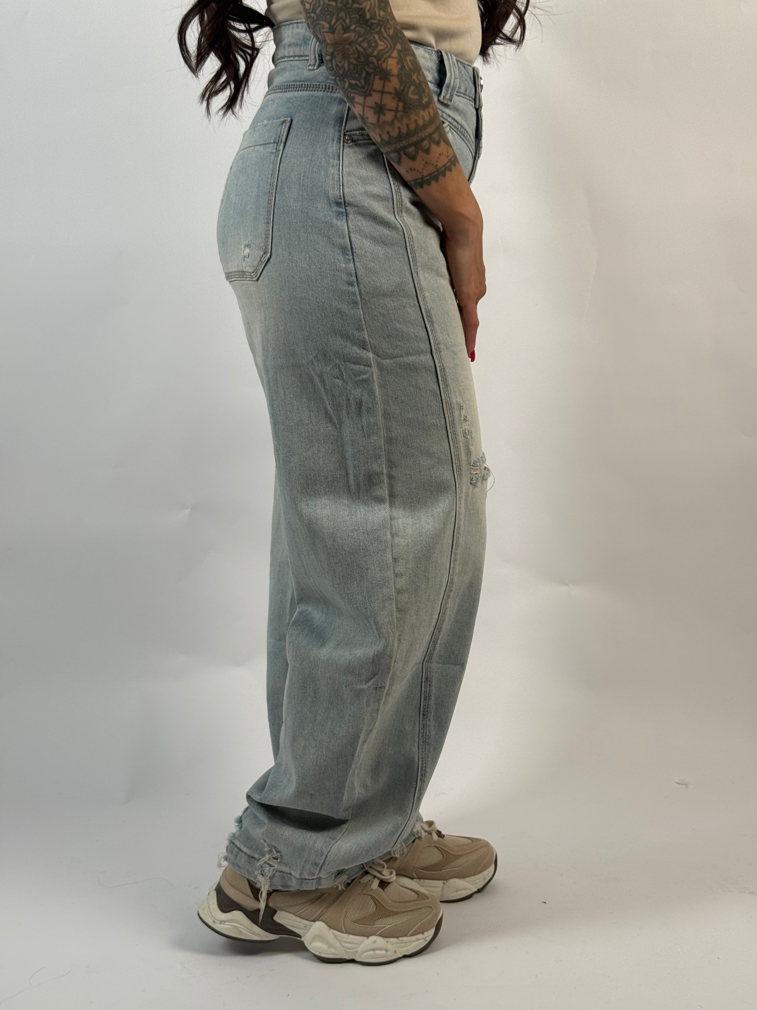 Jeans H 8655 Wide/Balloon Leg Blauw.