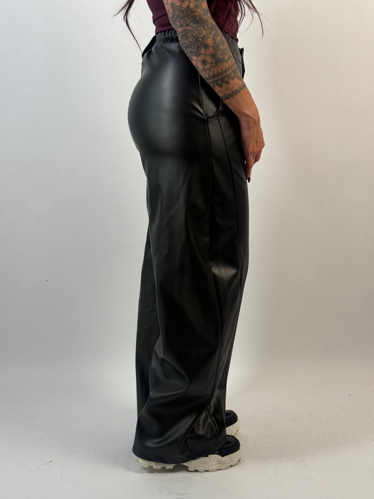 Broek Leer Look Bella Zwart