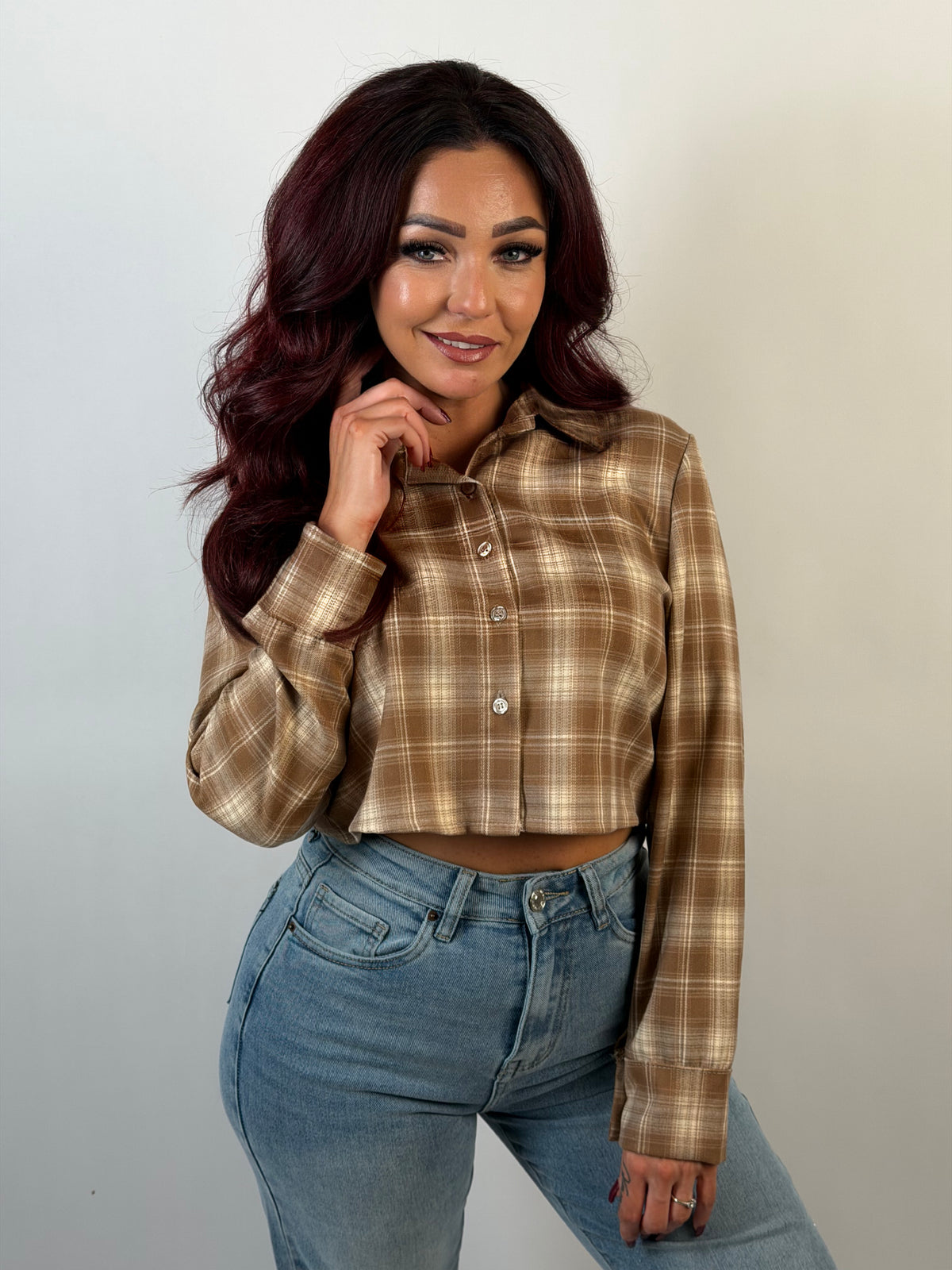 Blouse Ruit Crop Beige