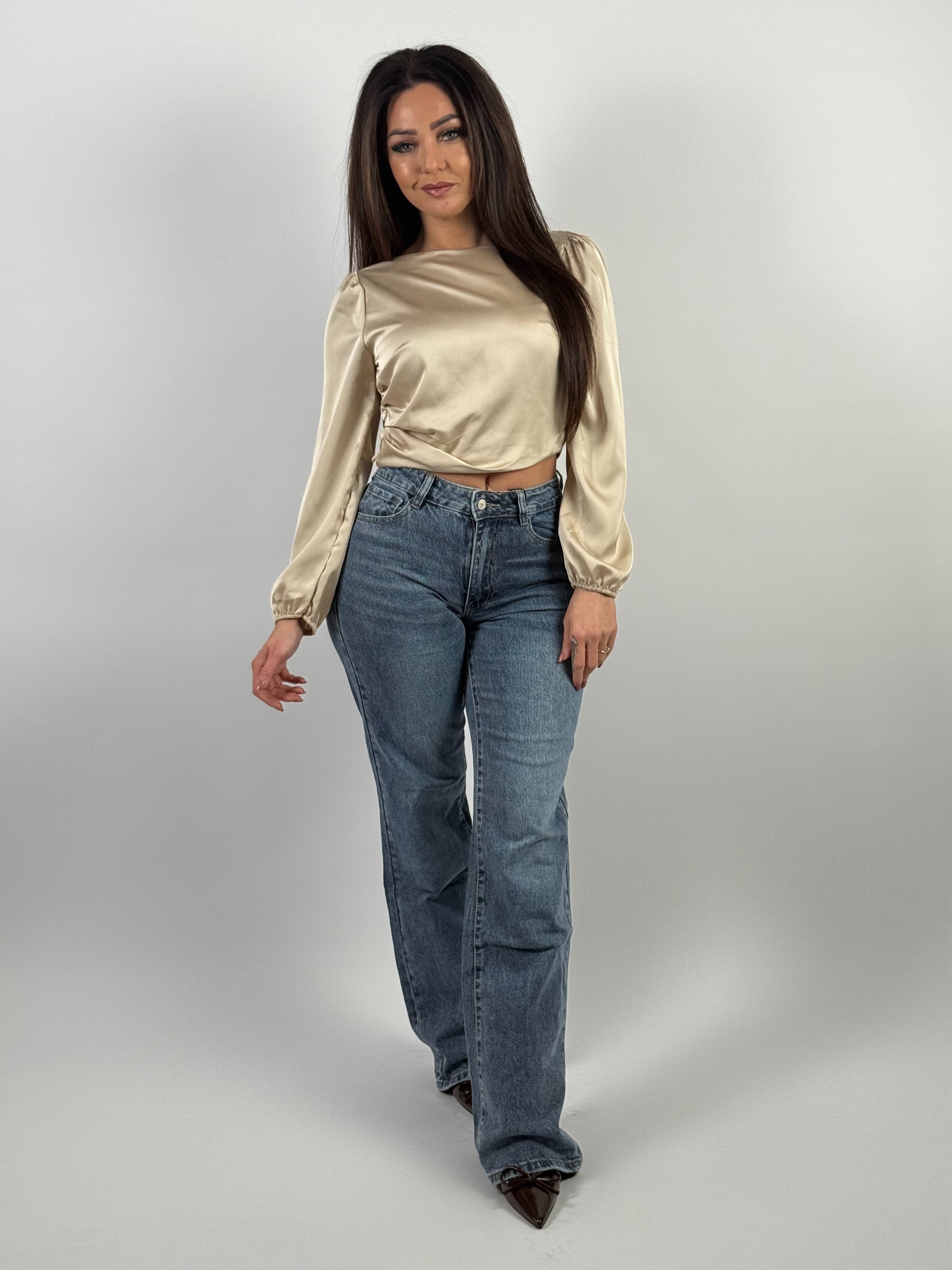 Jeans L 6270-5 Long Wide Leg Blauw