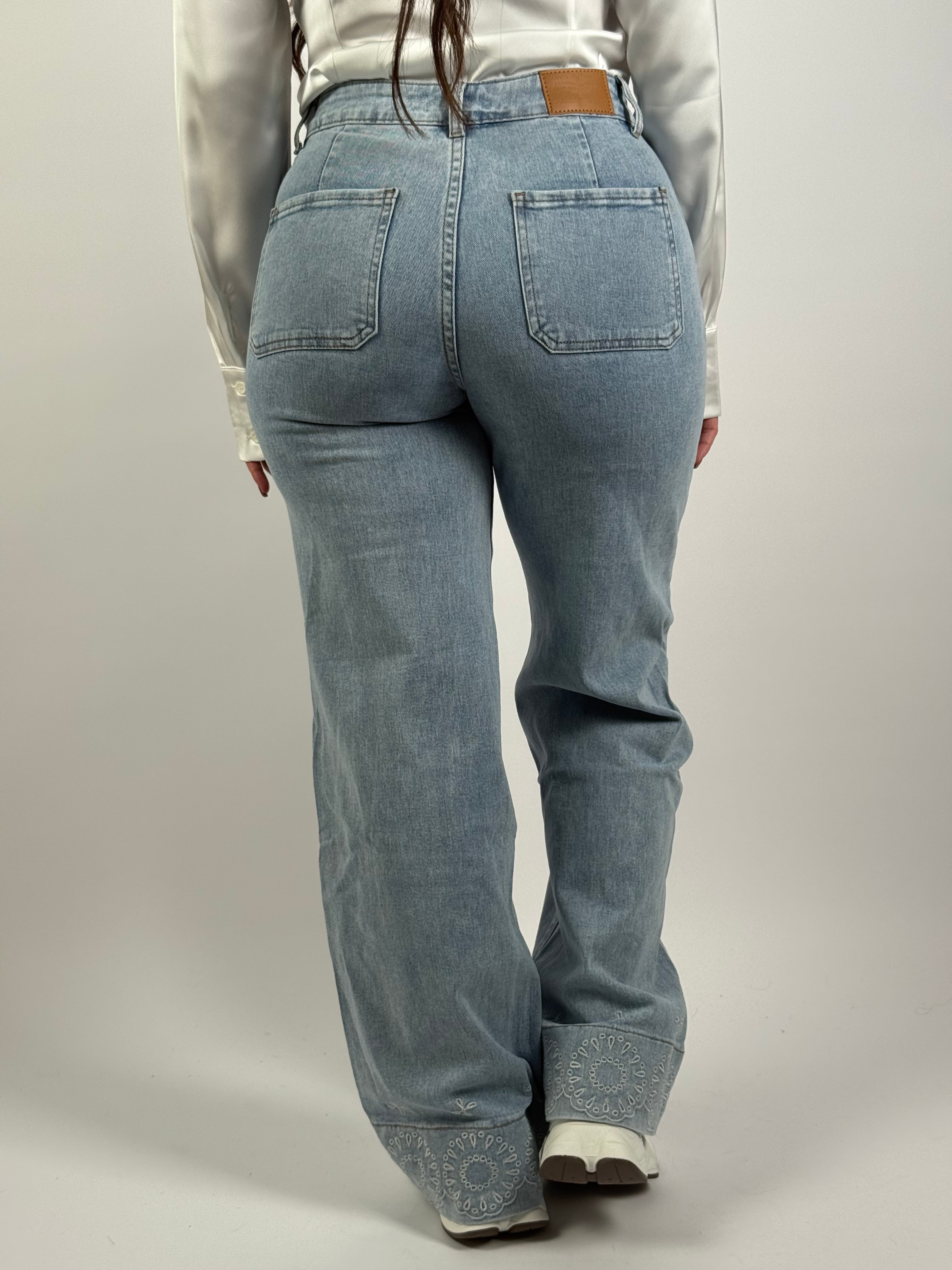 Jeans F 7359 Print Wide Leg Blauw