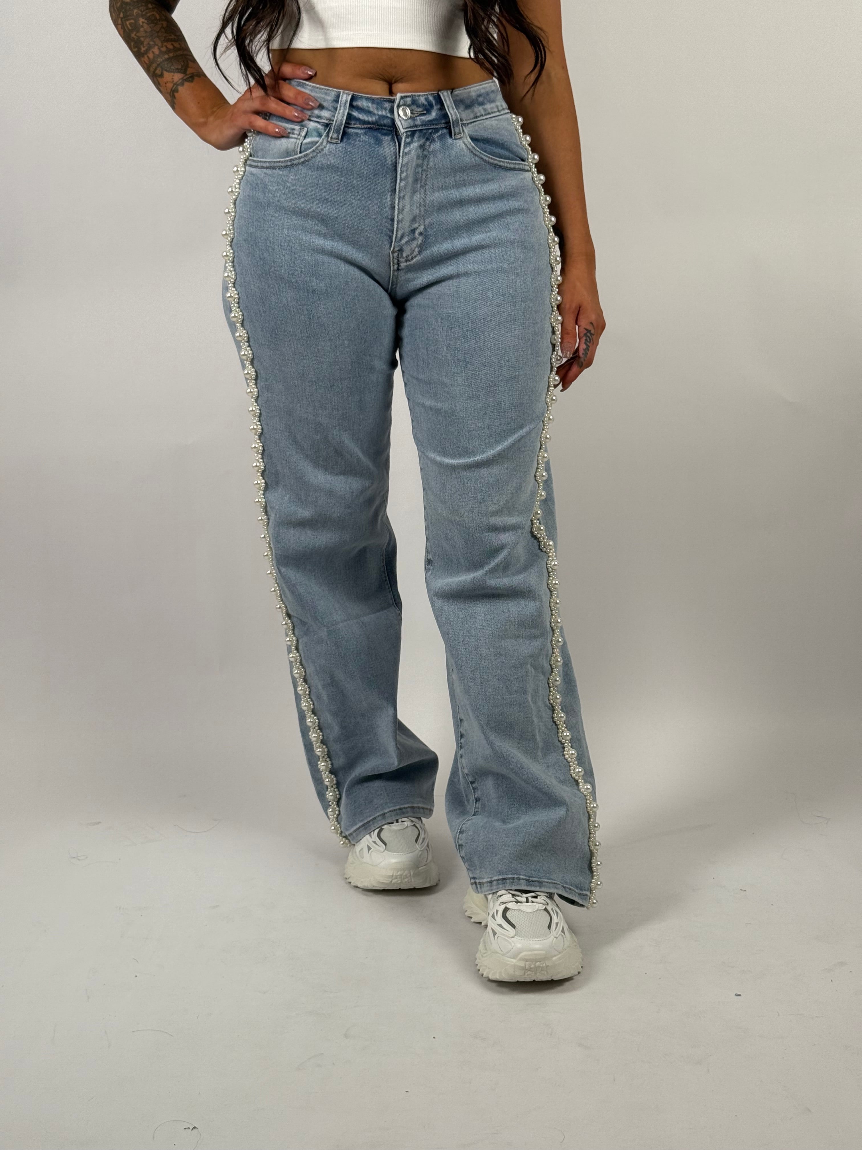 Jeans L 6032 Parel Wide Leg Blauw