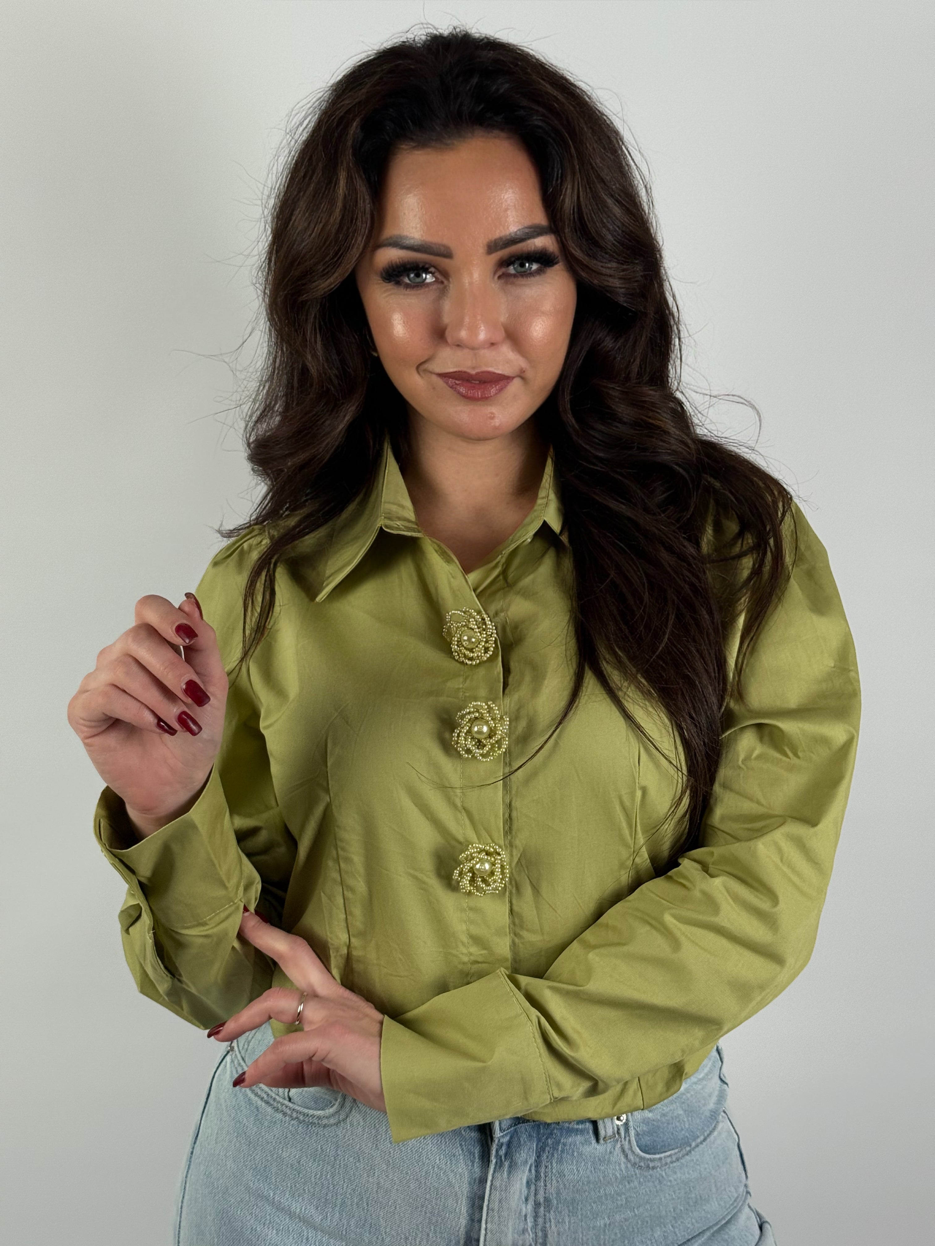 Blouse Parel Knoop 1131 Groen