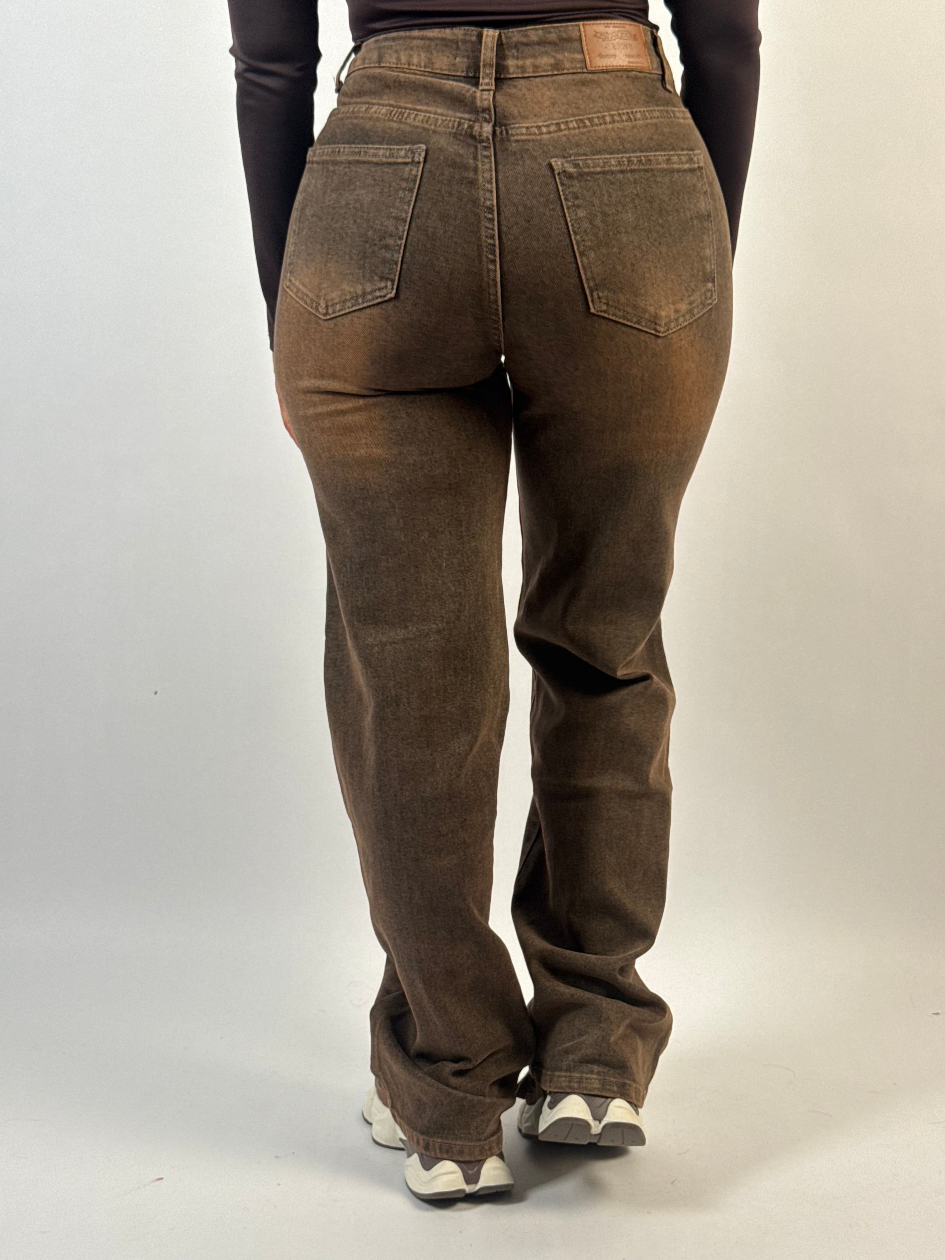 Jeans B 7586 Wash Wide Bruin