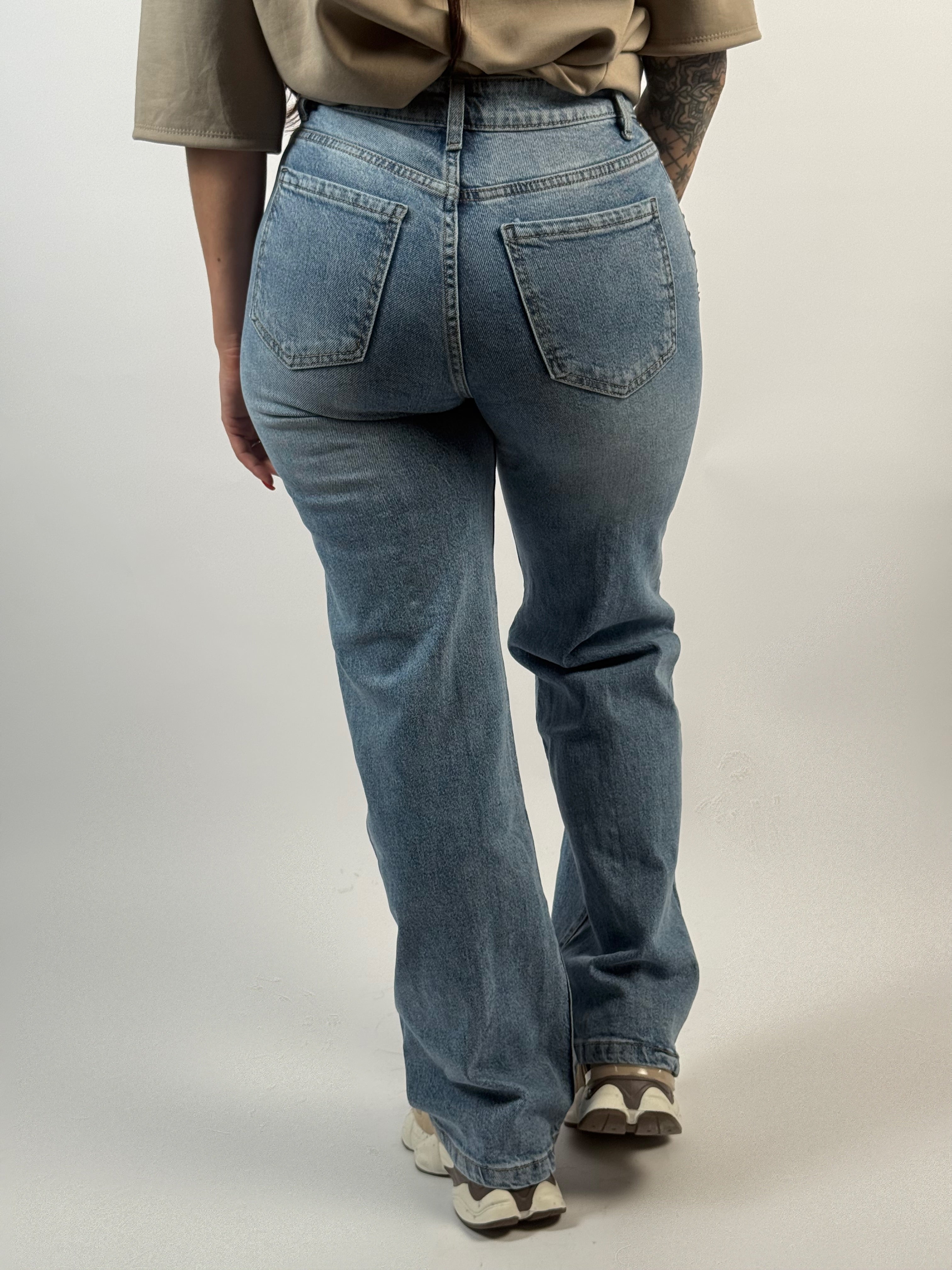 Jeans F 5531 Stud Wide Leg Blauw