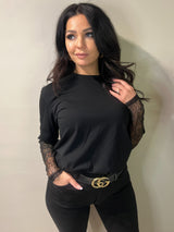 Shirt Lace Sleeve Black