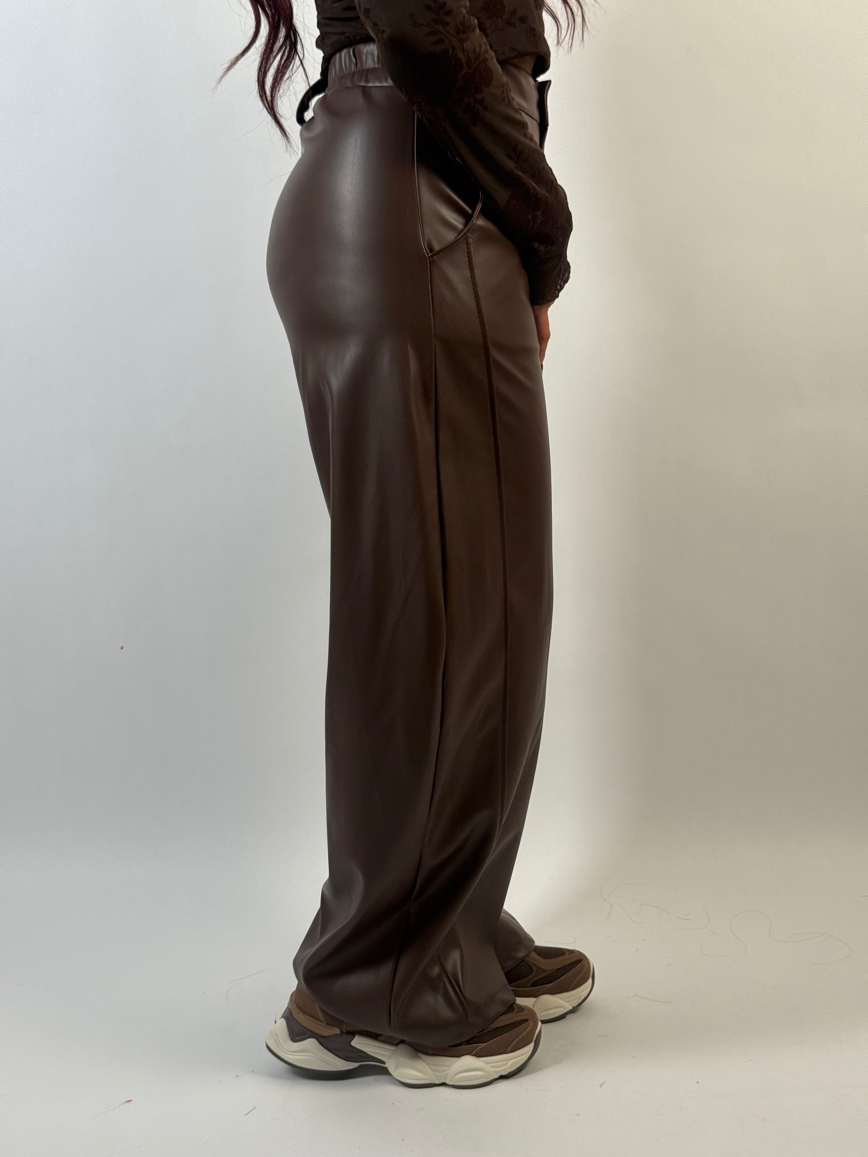 Broek Leer Look Bella Bruin