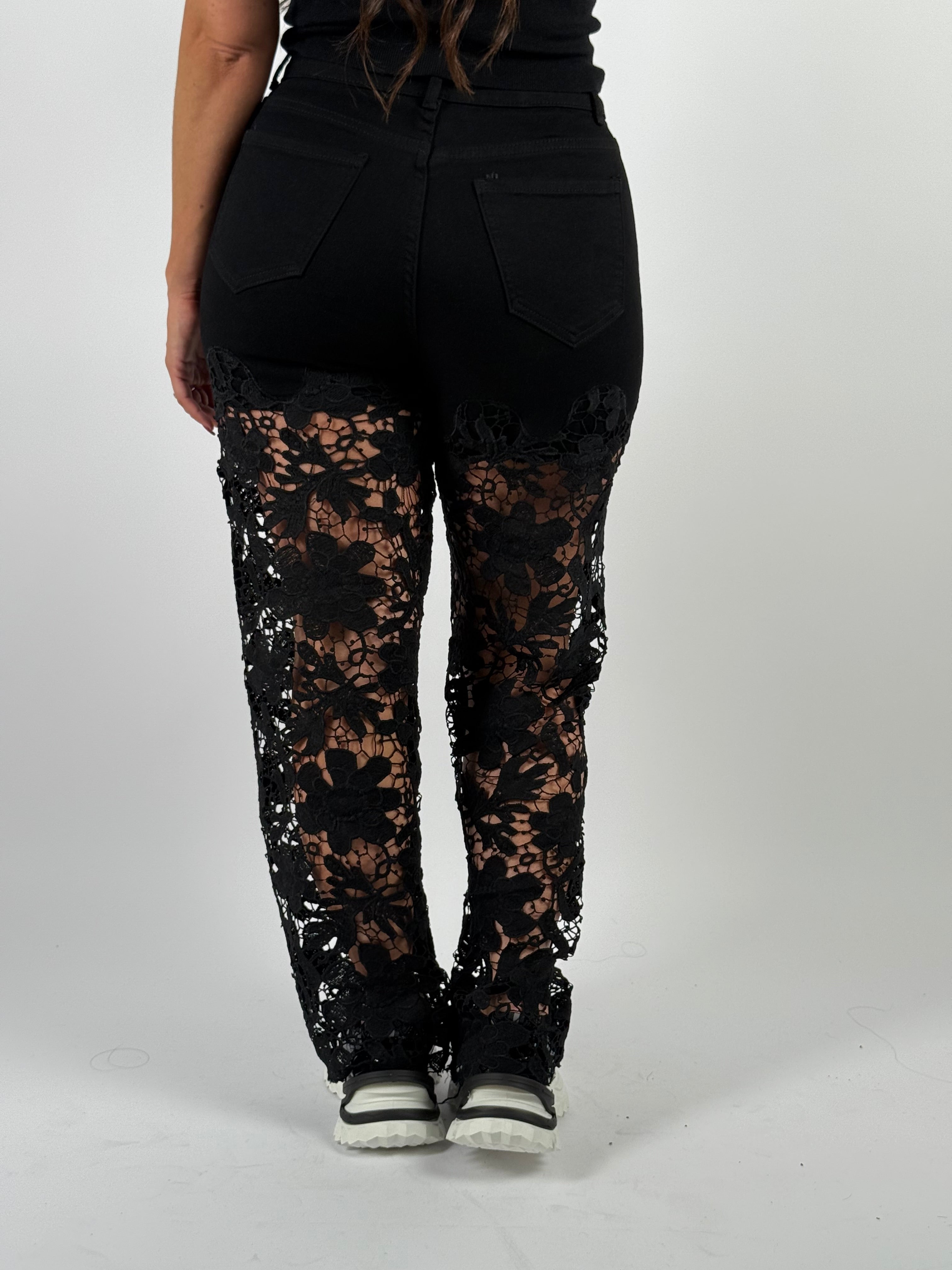Jeans B 8210 Kant Wide Leg Zwart