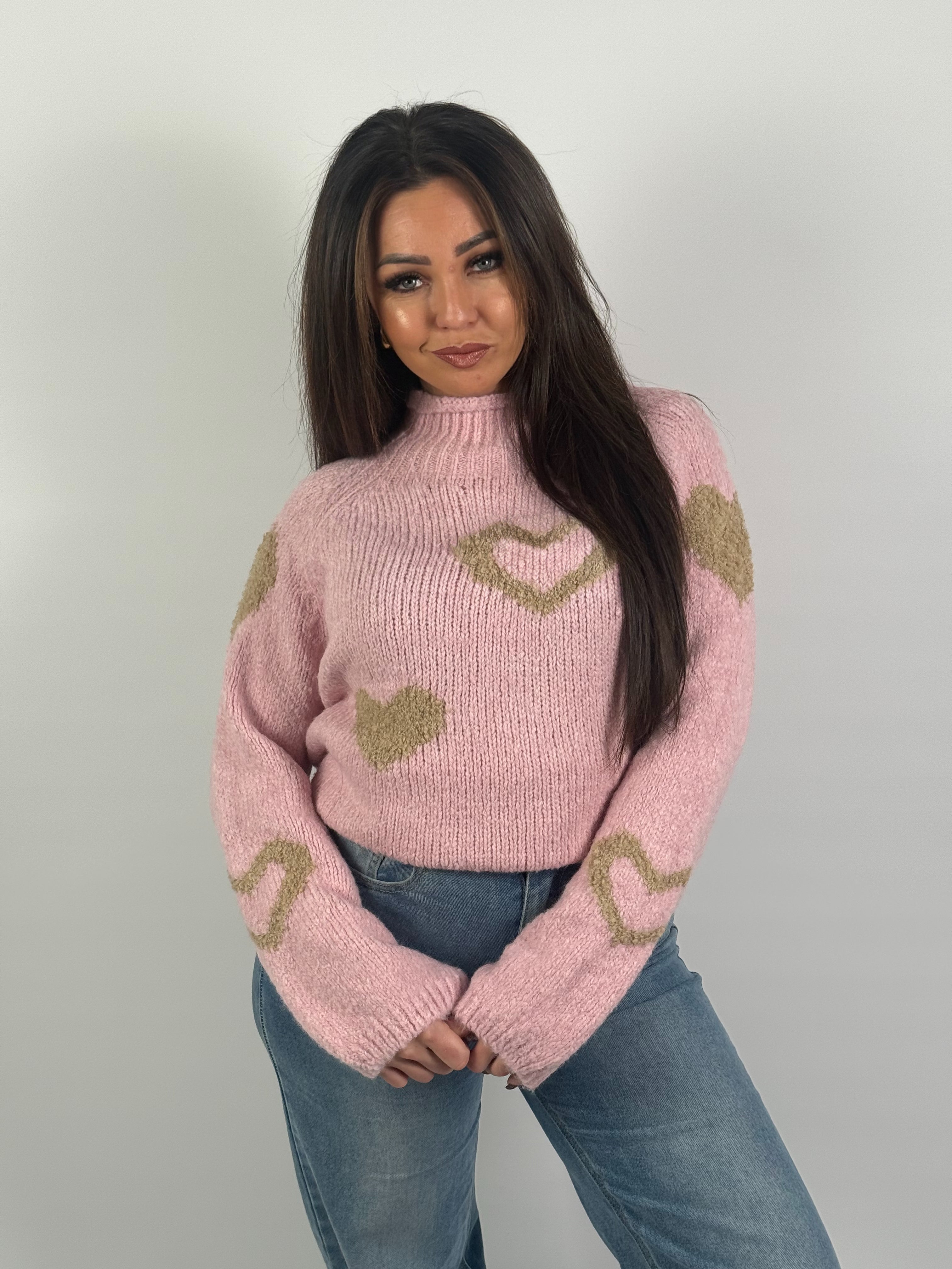 Trui Hartjes Roze/Taupe