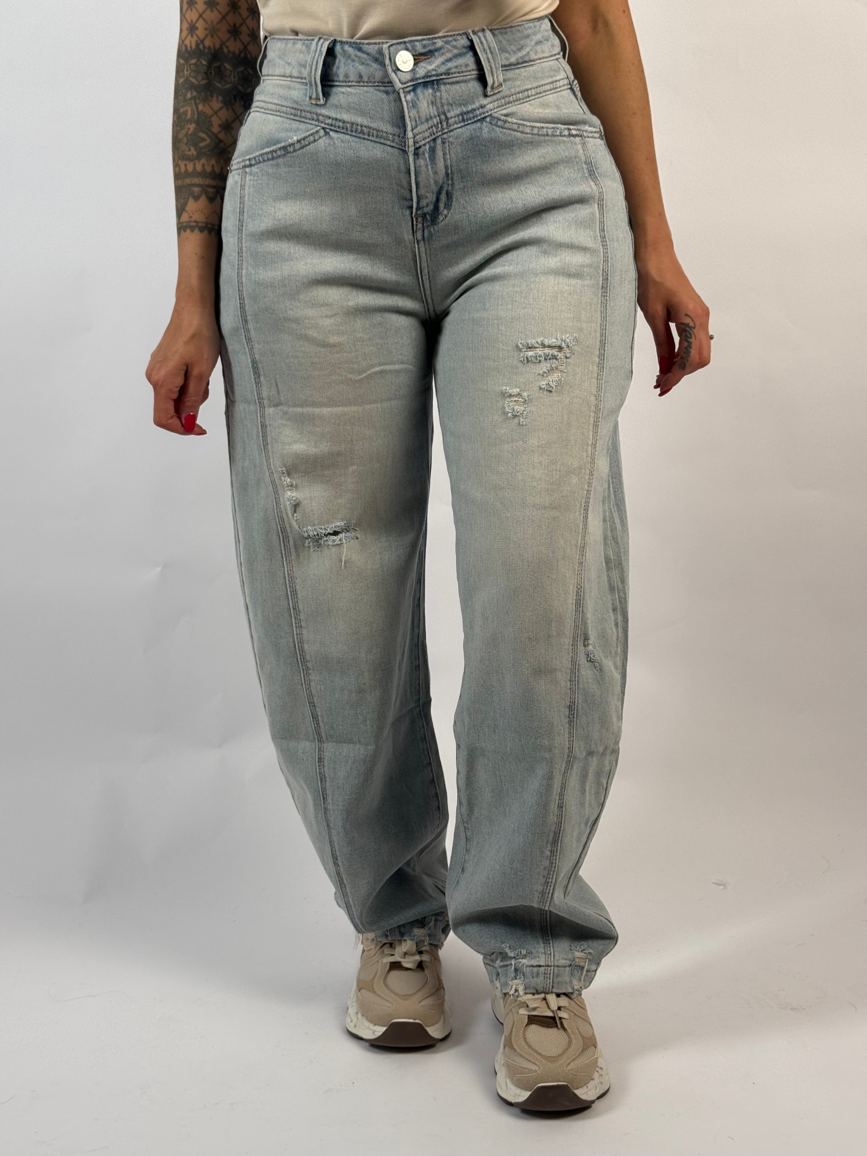 Jeans H 8655 Wide/Balloon Leg Blauw.