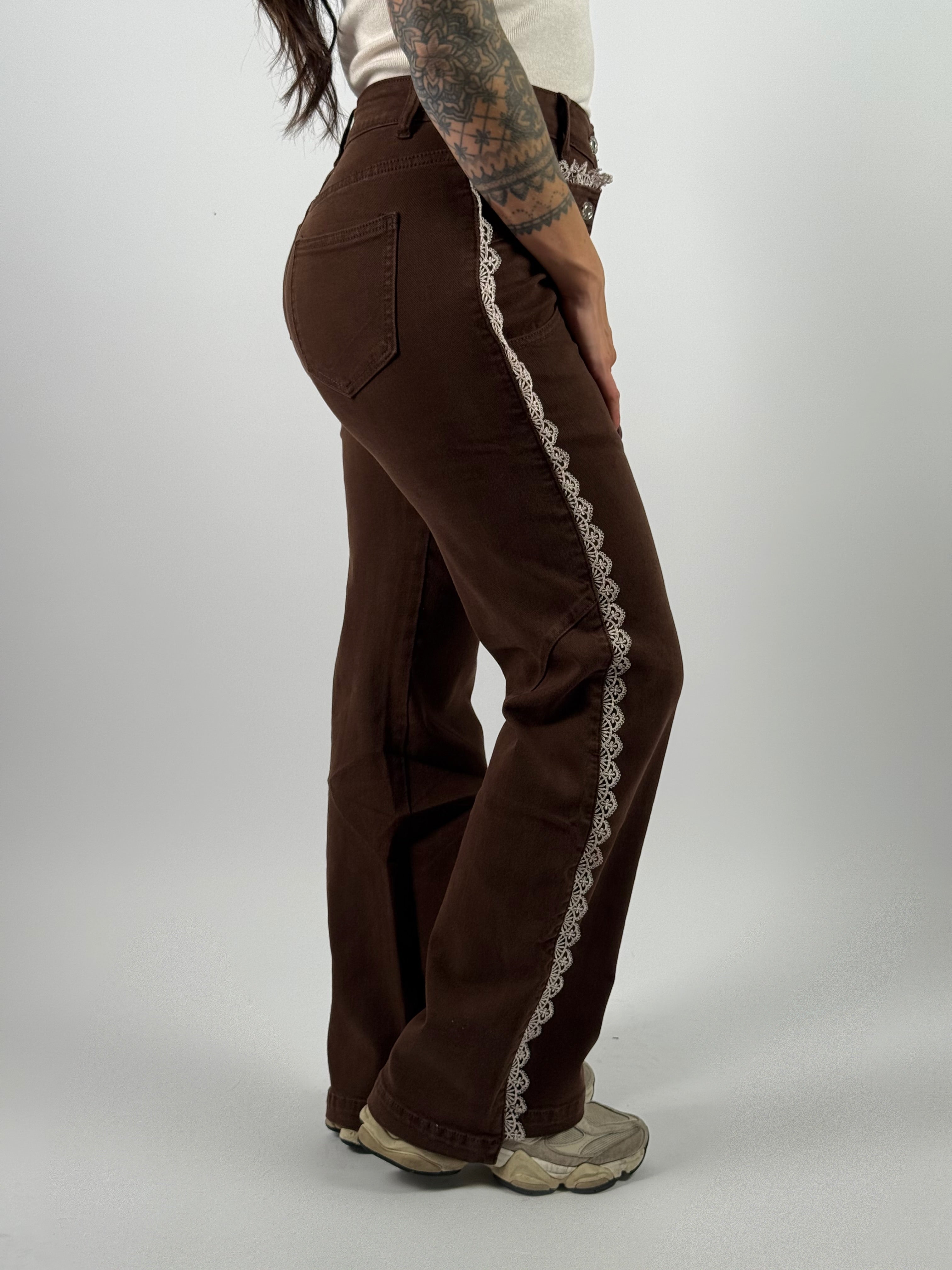 Jeans B 135Y Kant Wide Leg Bruin