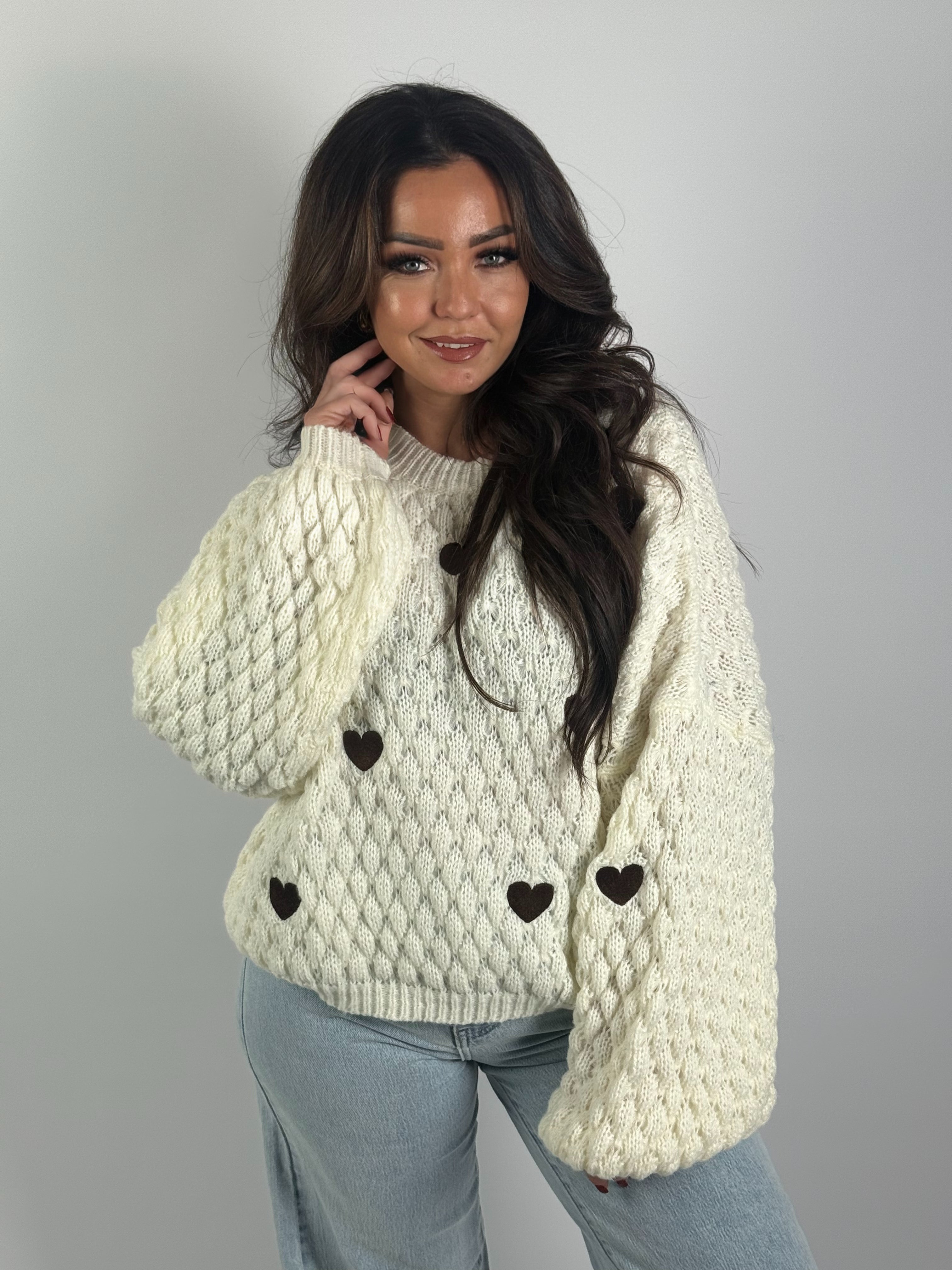 Trui Hartjes Crème/Bruin