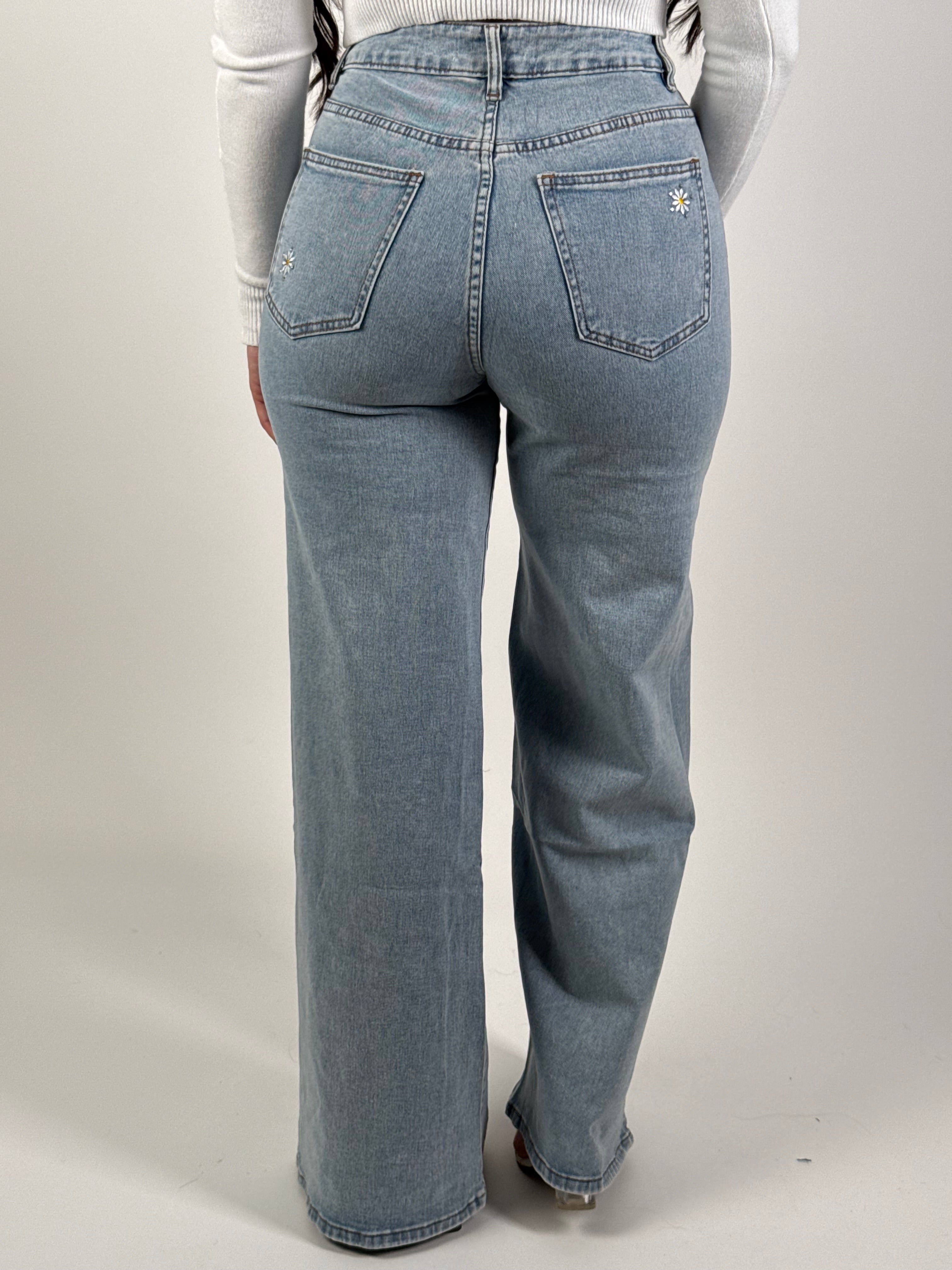 Jeans H 6700 Bloem Wide Leg Blauw