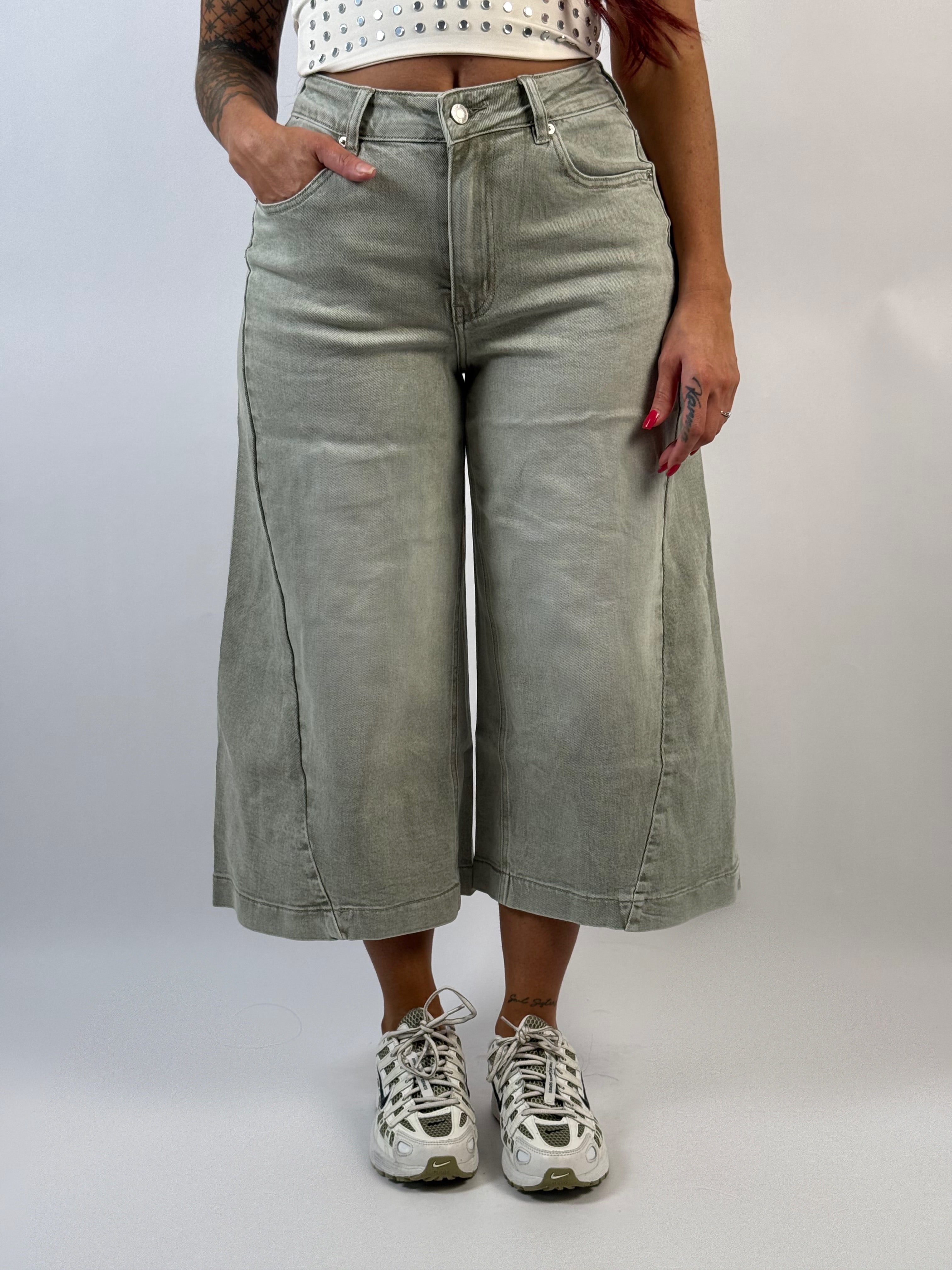 Jeans L 3516 Wide Bermuda Groen