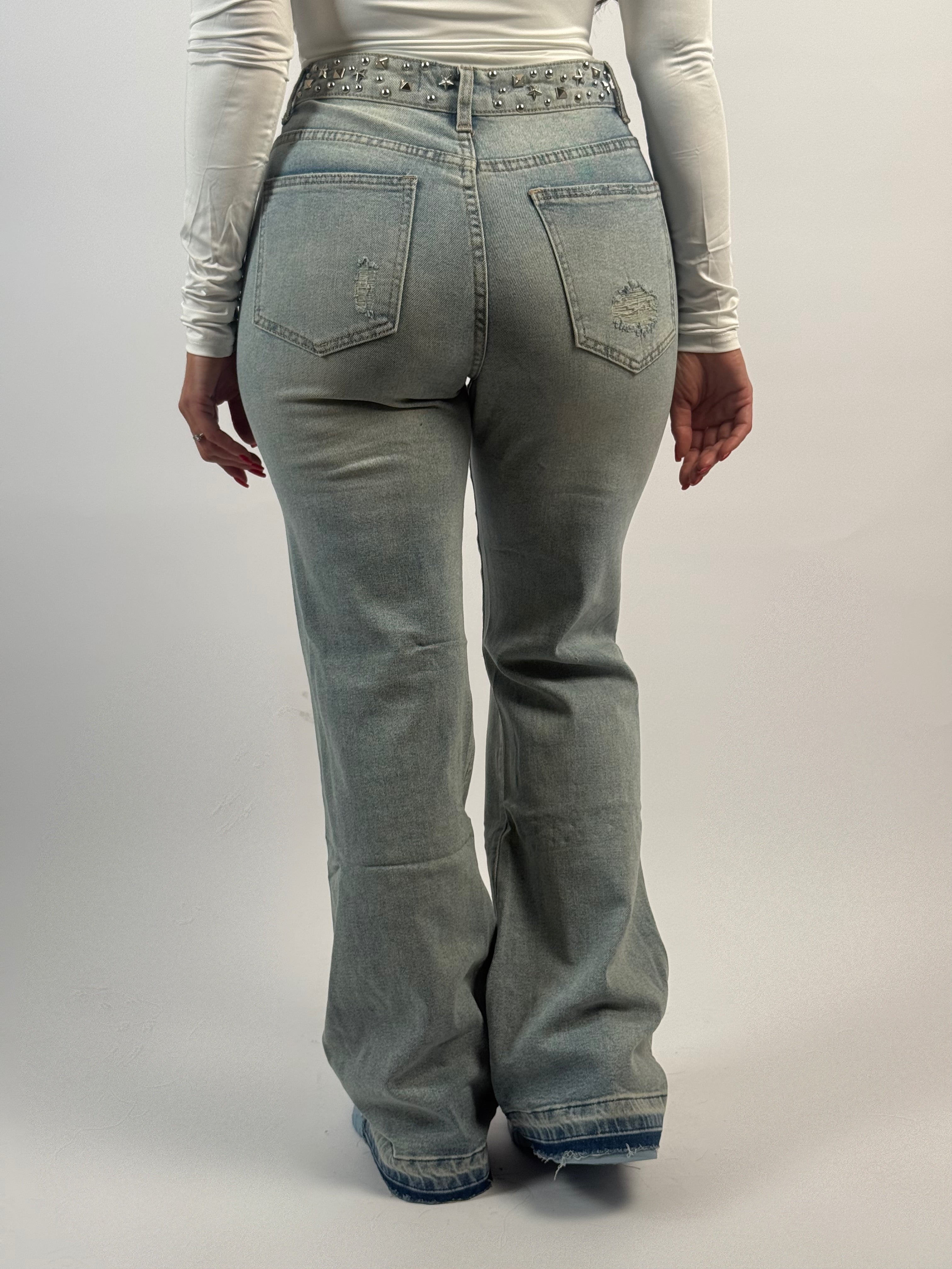 Jeans K 927 Stud Flared Blauw