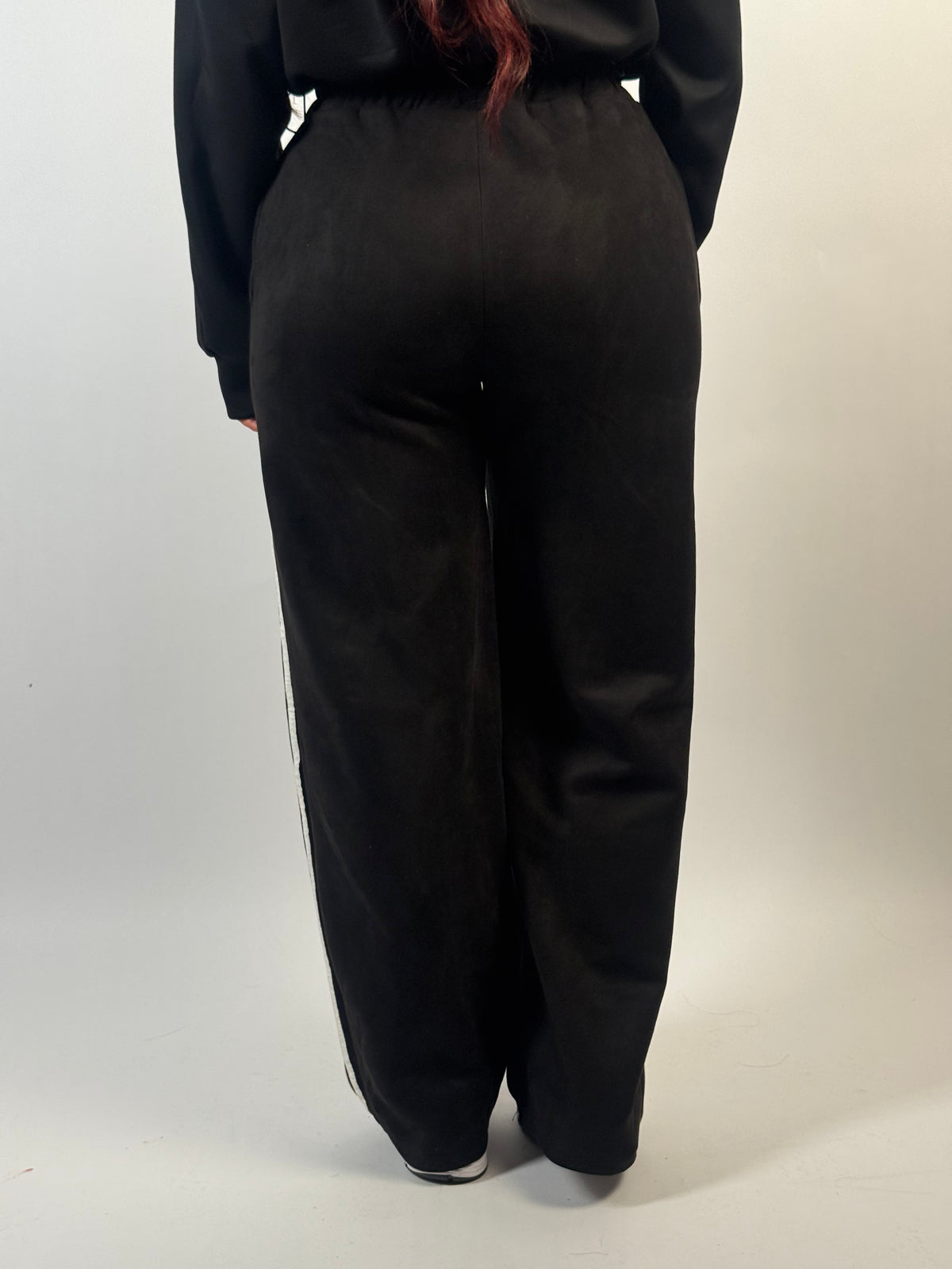 Broek Suède Look Sporty Zwart