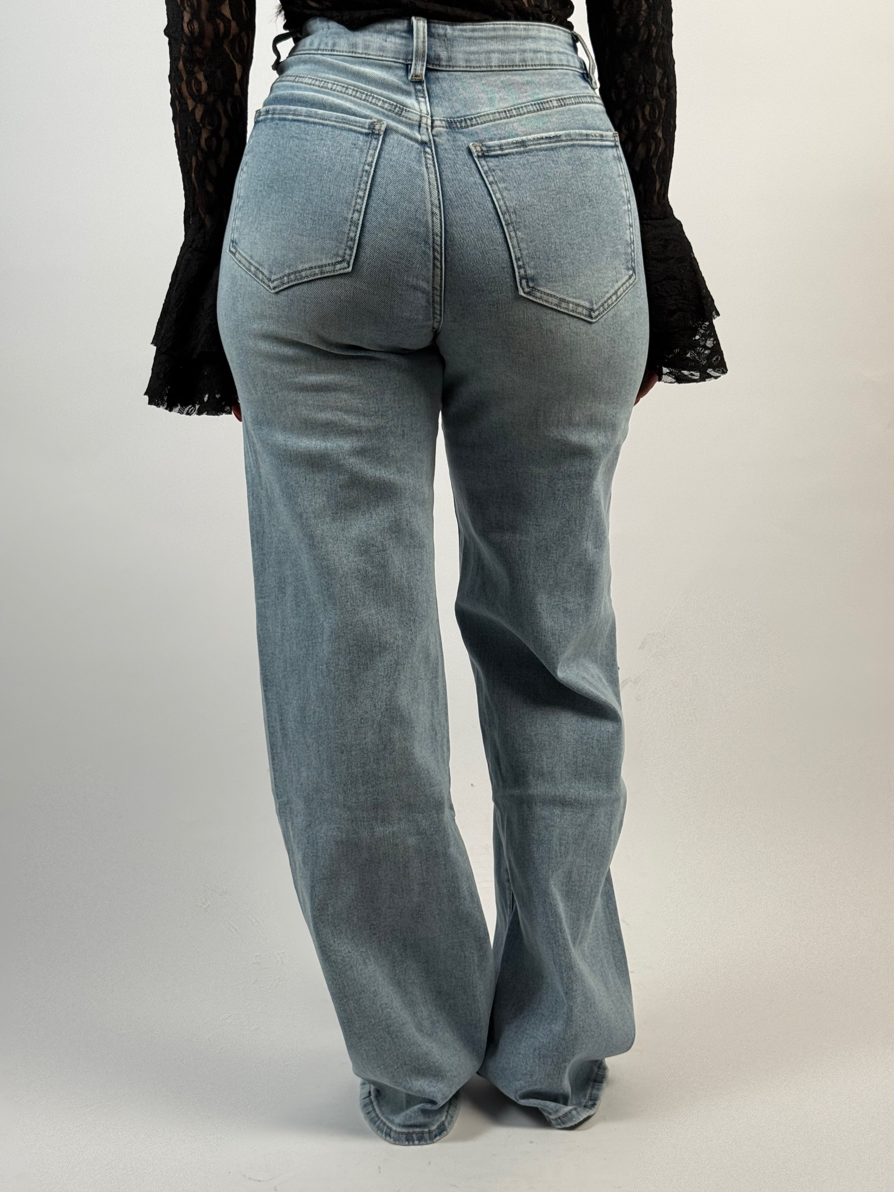 Jeans L 6416-1 Long Wide Leg Blauw