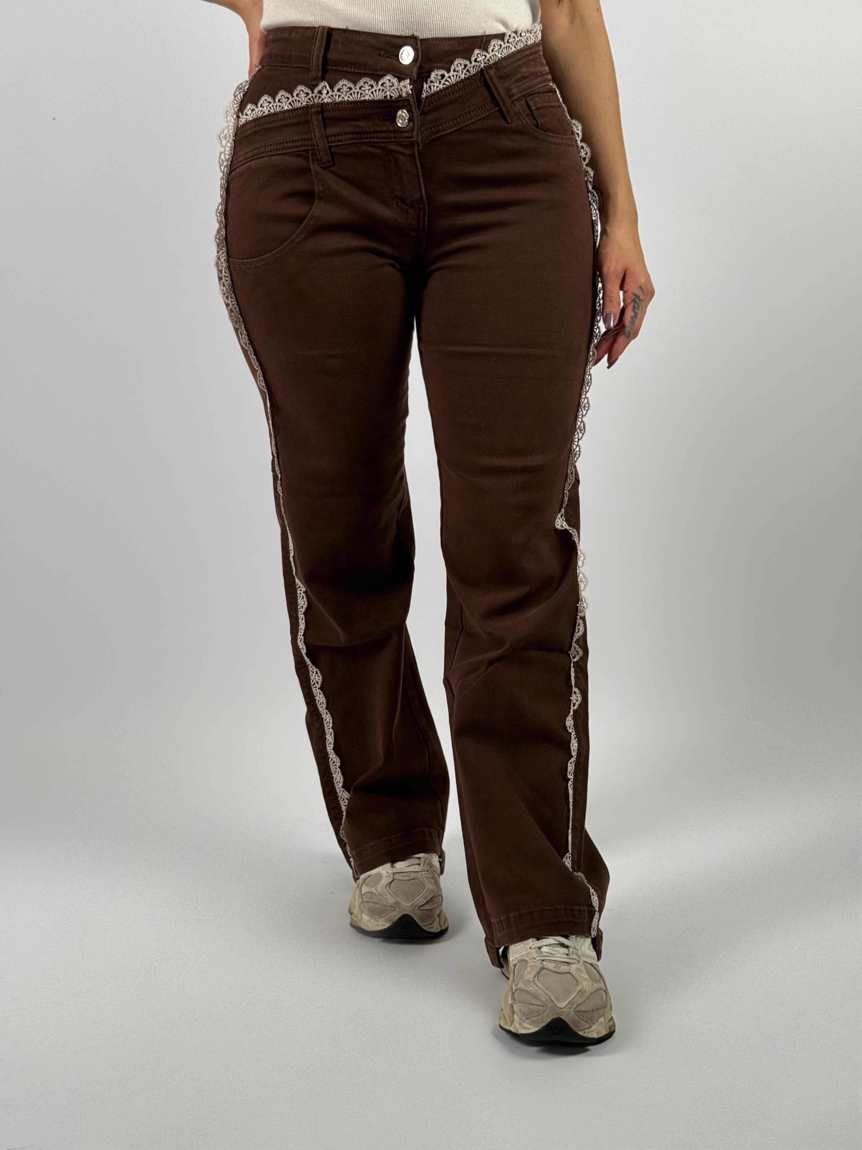 Jeans B 135Y Kant Wide Leg Bruin