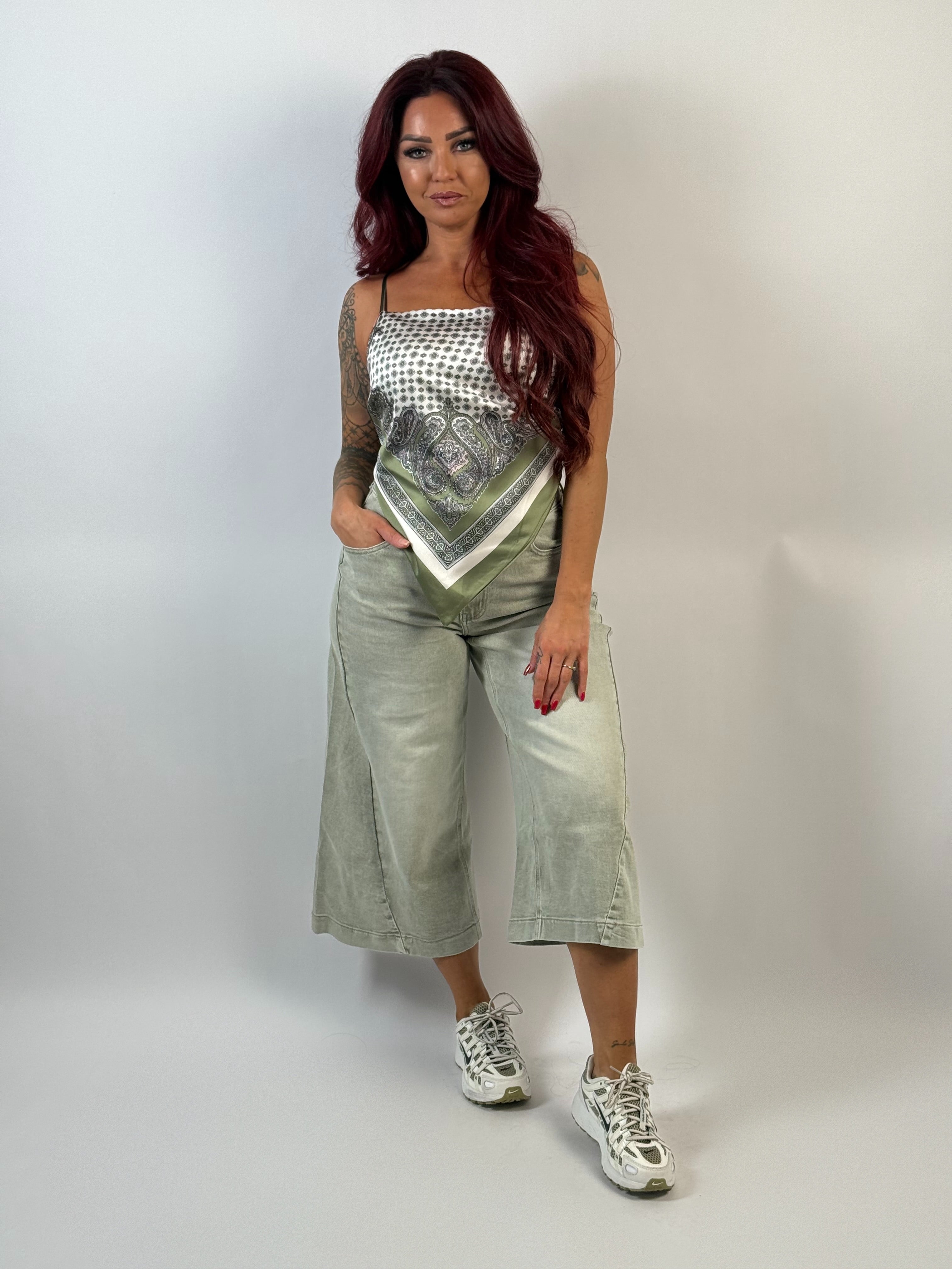 Jeans L 3516 Wide Bermuda Groen