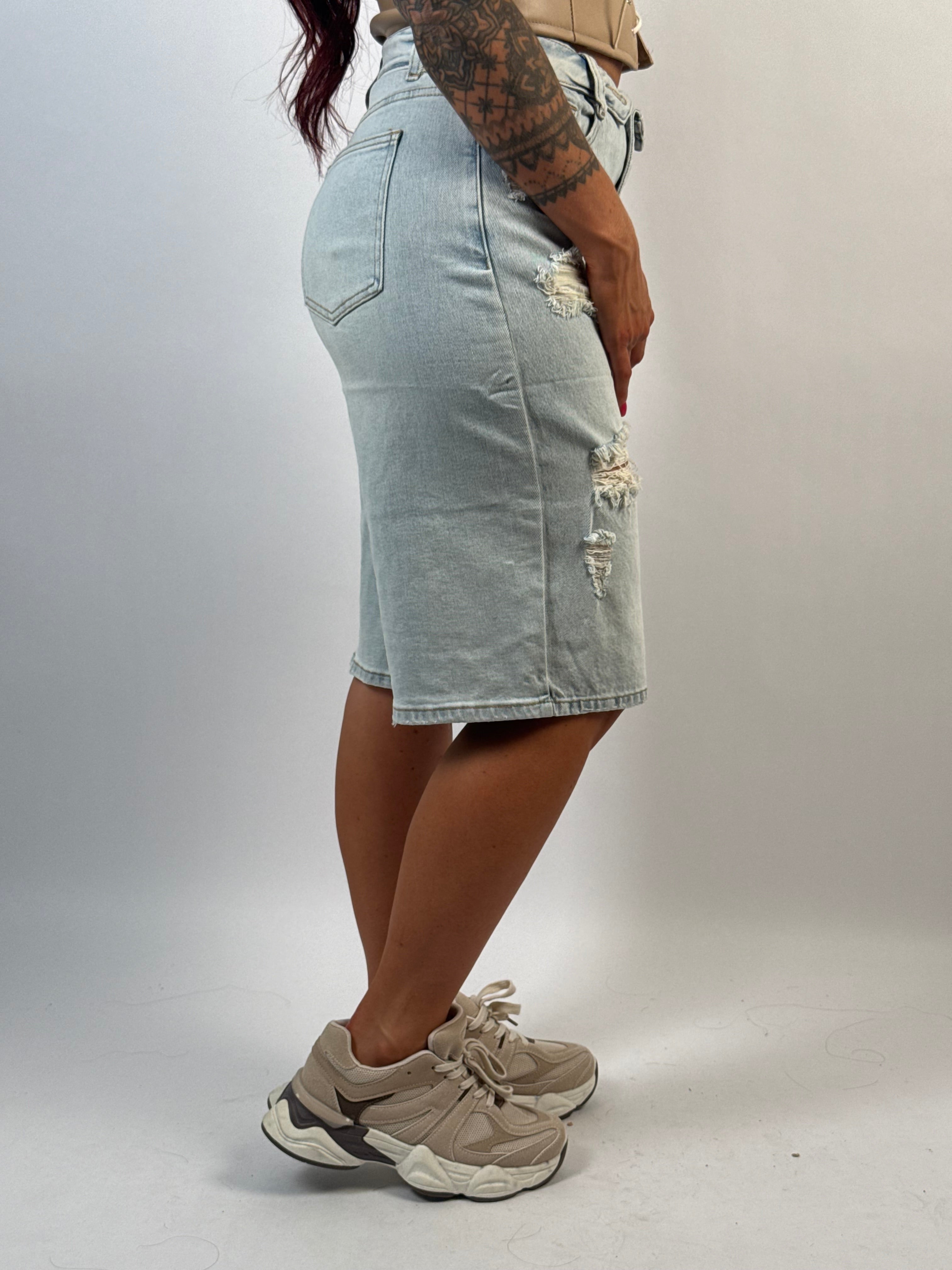 Jeans Short L 8067-80  Blauw