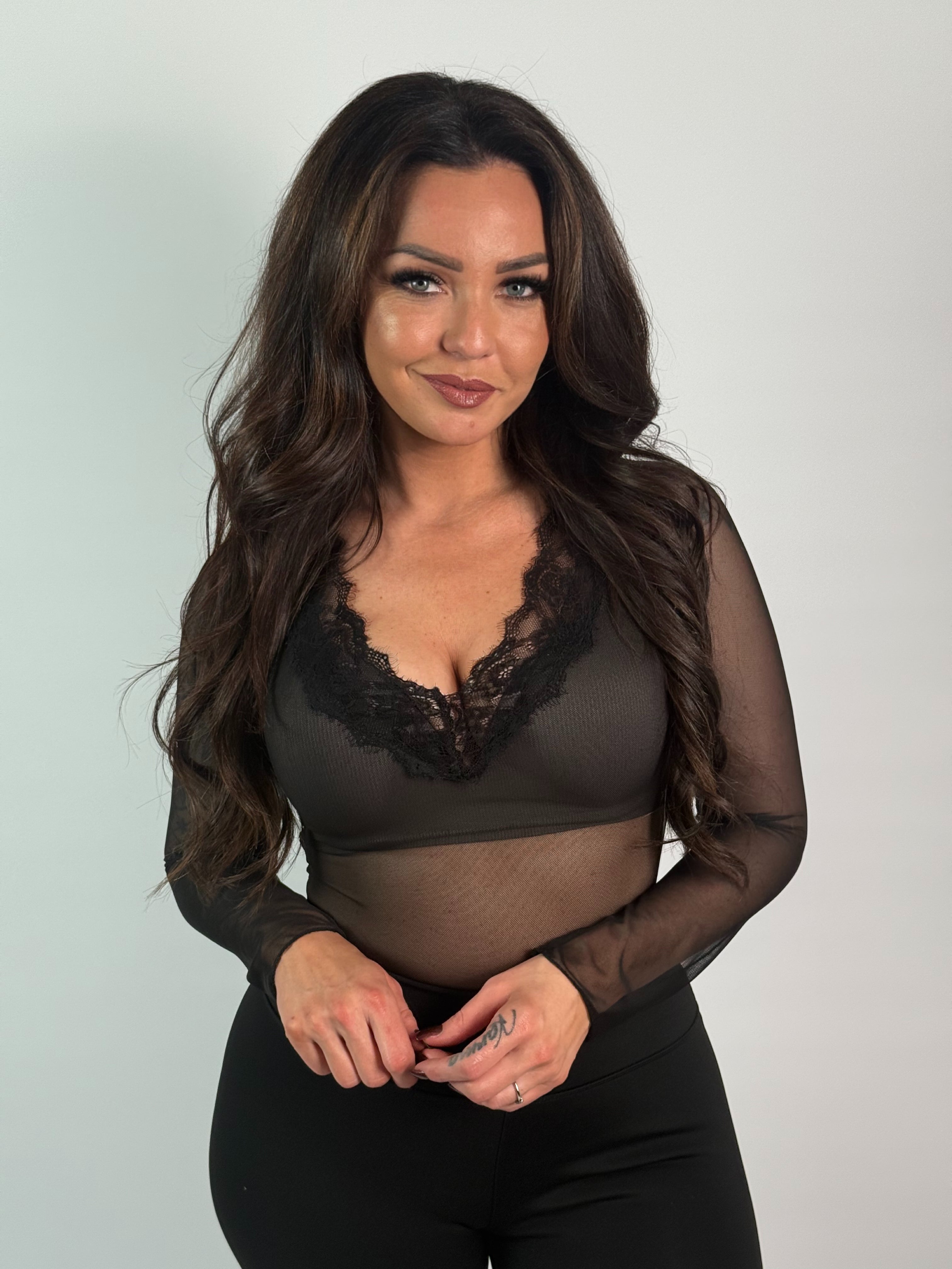 Body Mesh Lace Zwart