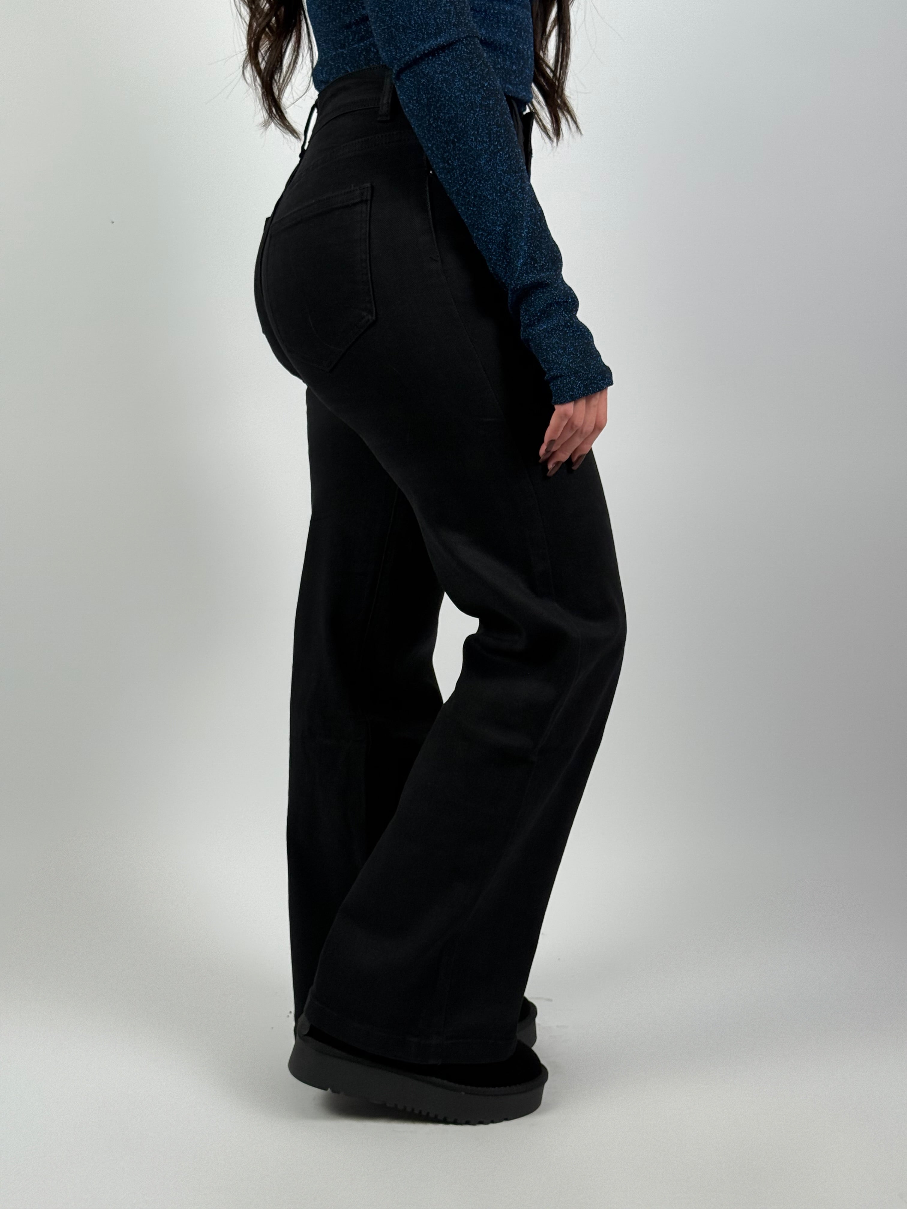 Jeans B 77083 Wide Leg Zwart