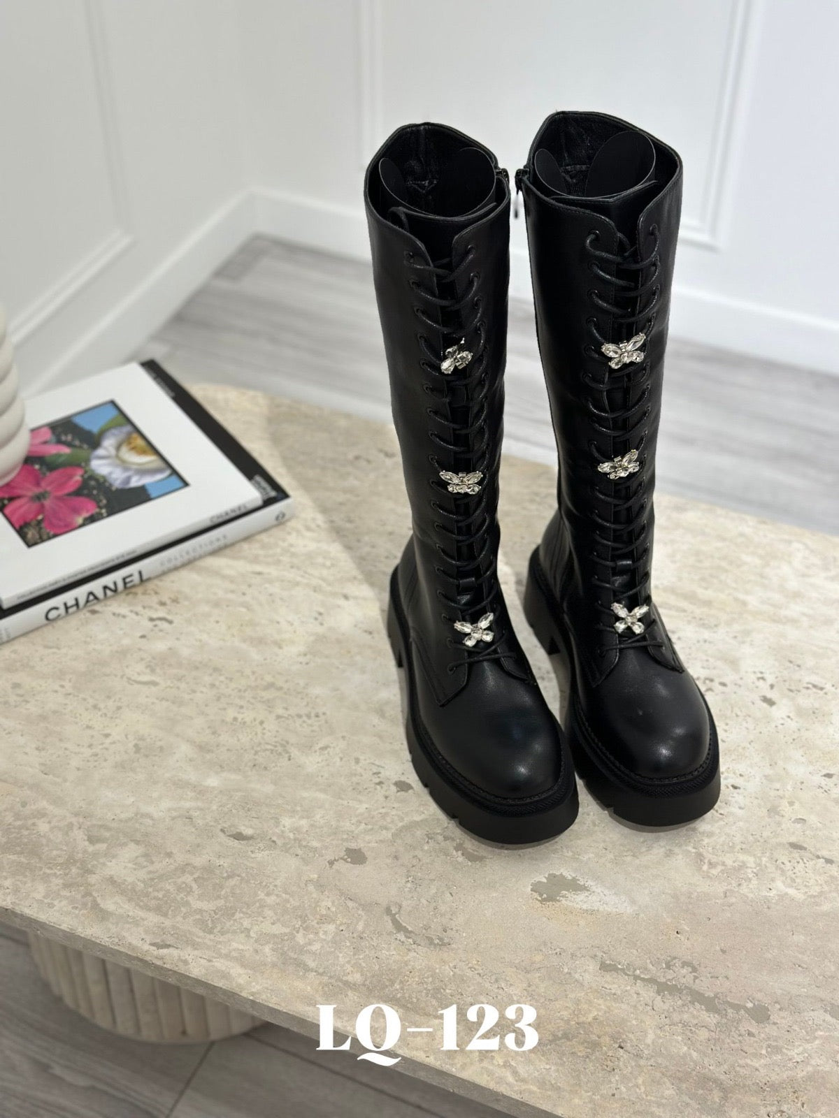 Boots Biker Glitter Zwart