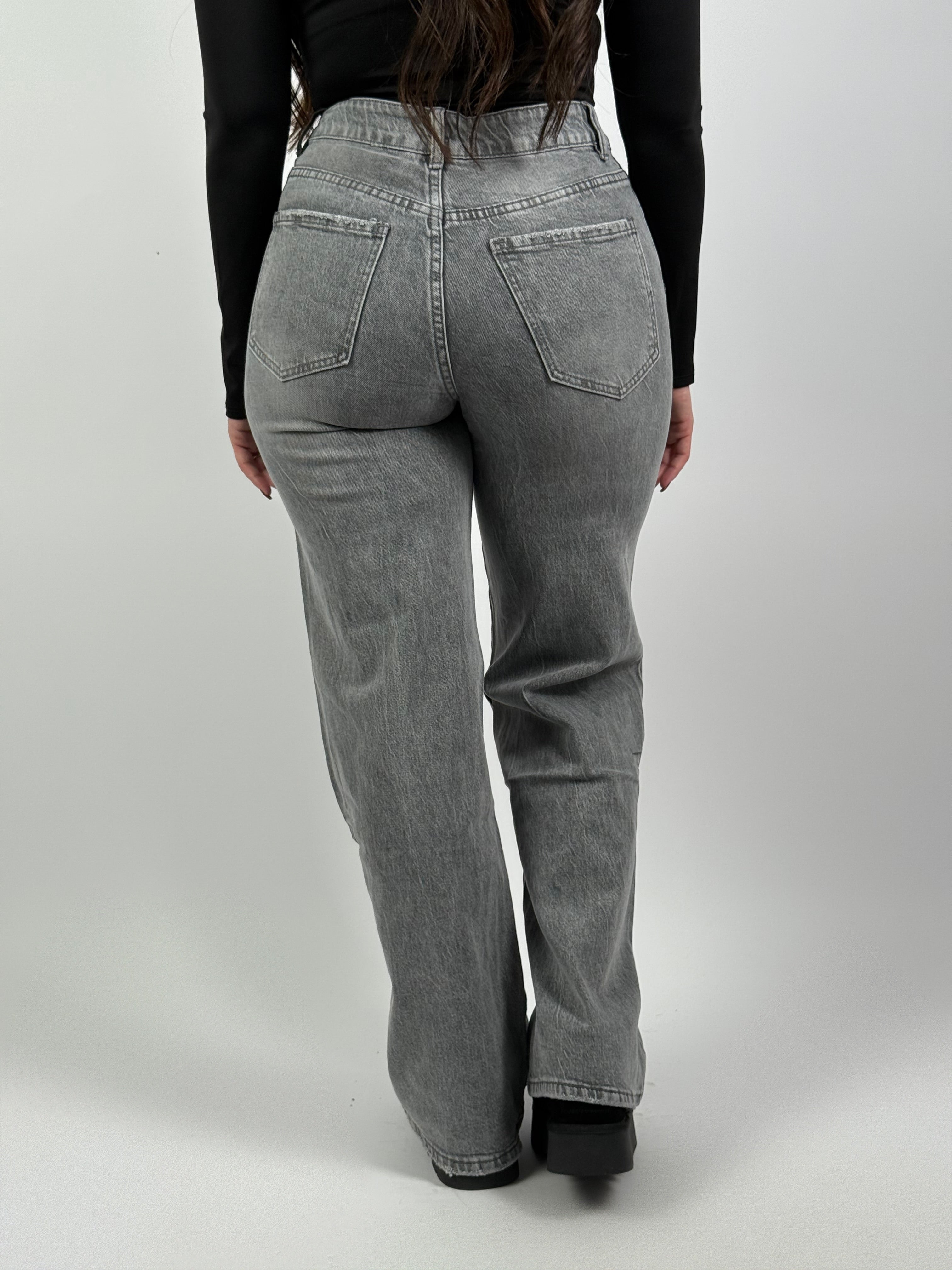 Jeans B 6878 Wide Leg Grijs