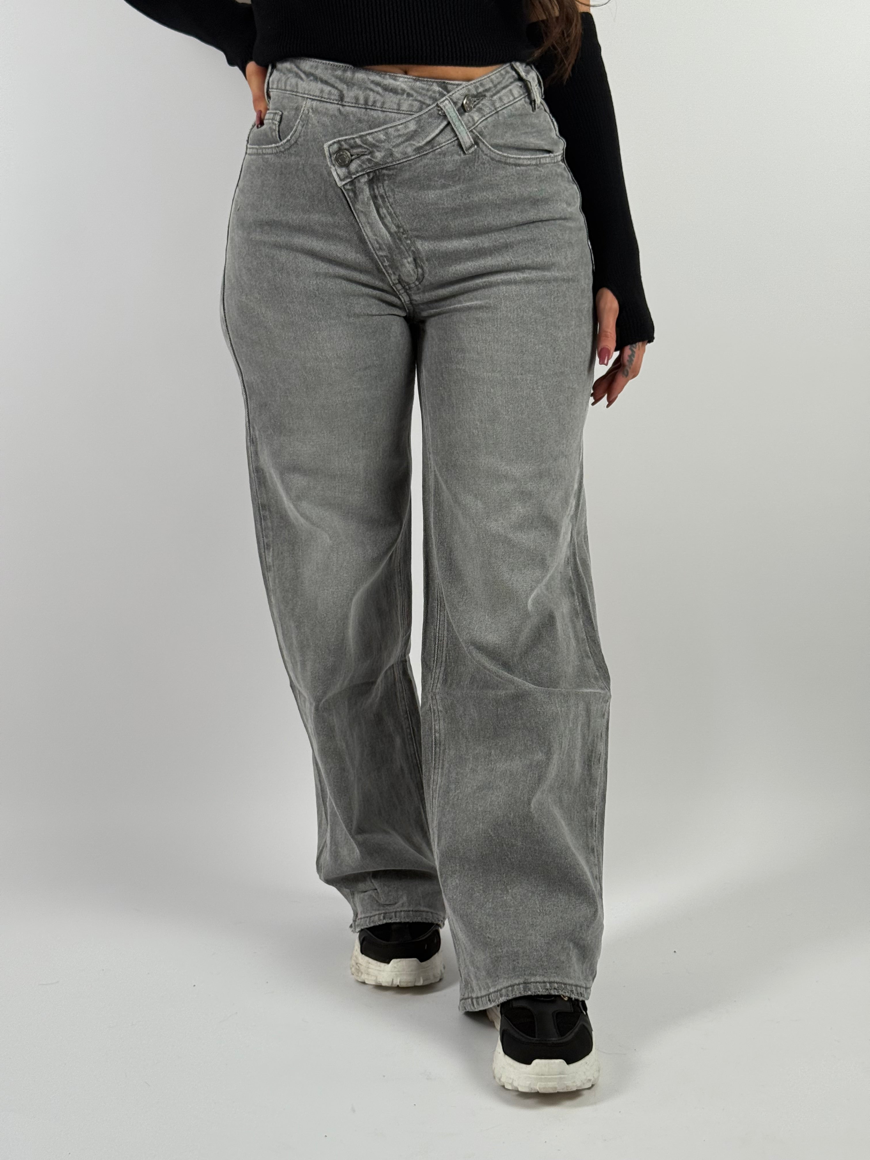 Jeans B 8208 Wide Leg Grijs