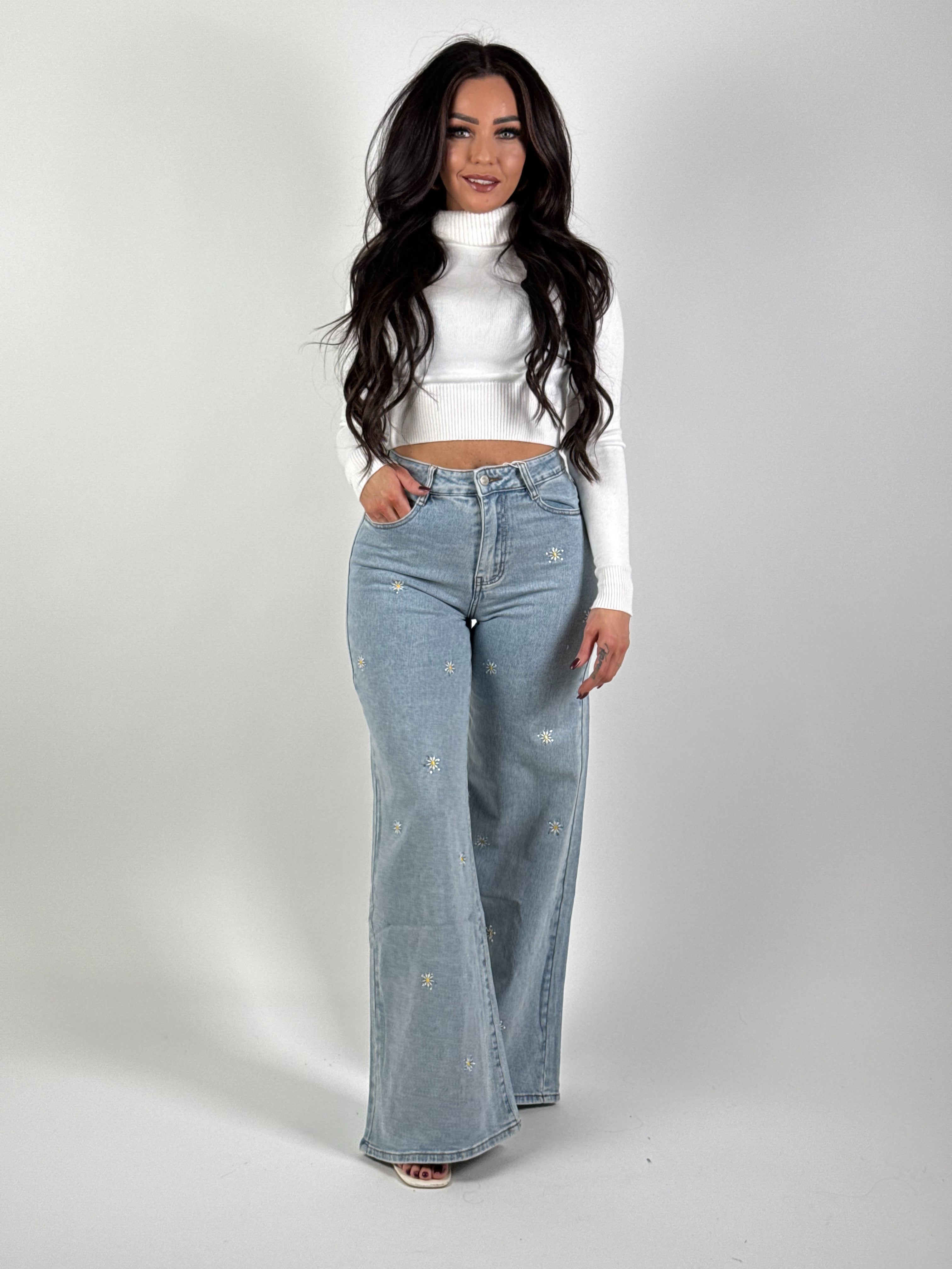 Jeans H 6700 Bloem Wide Leg Blauw